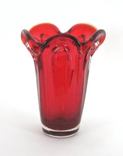 Archimede Seguso Murano Ruby Red Sommerso Glass Vase