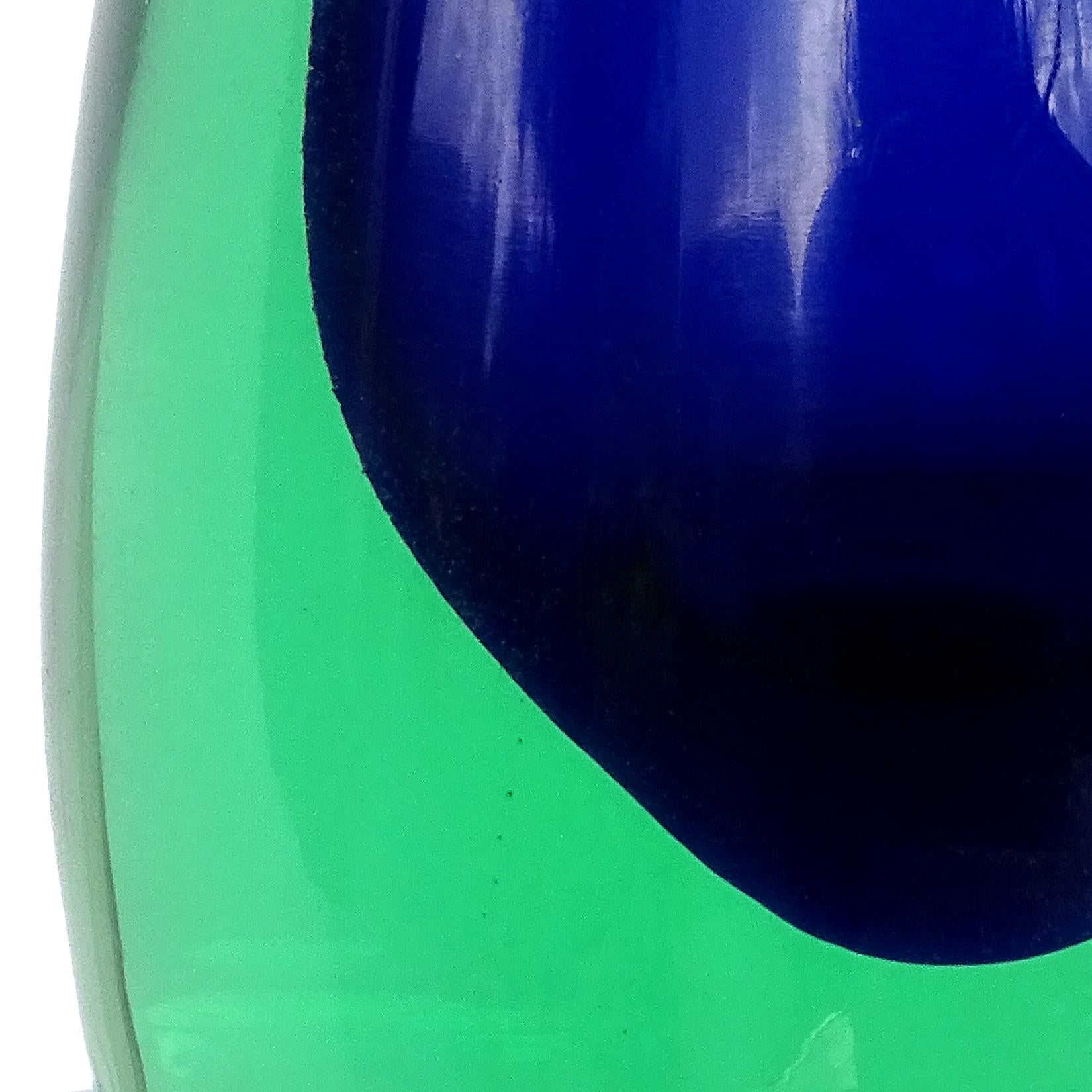 Mid-Century Modern Archimede Seguso Murano Sommerso Blue Green Italian Art Glass Perfume Bottle