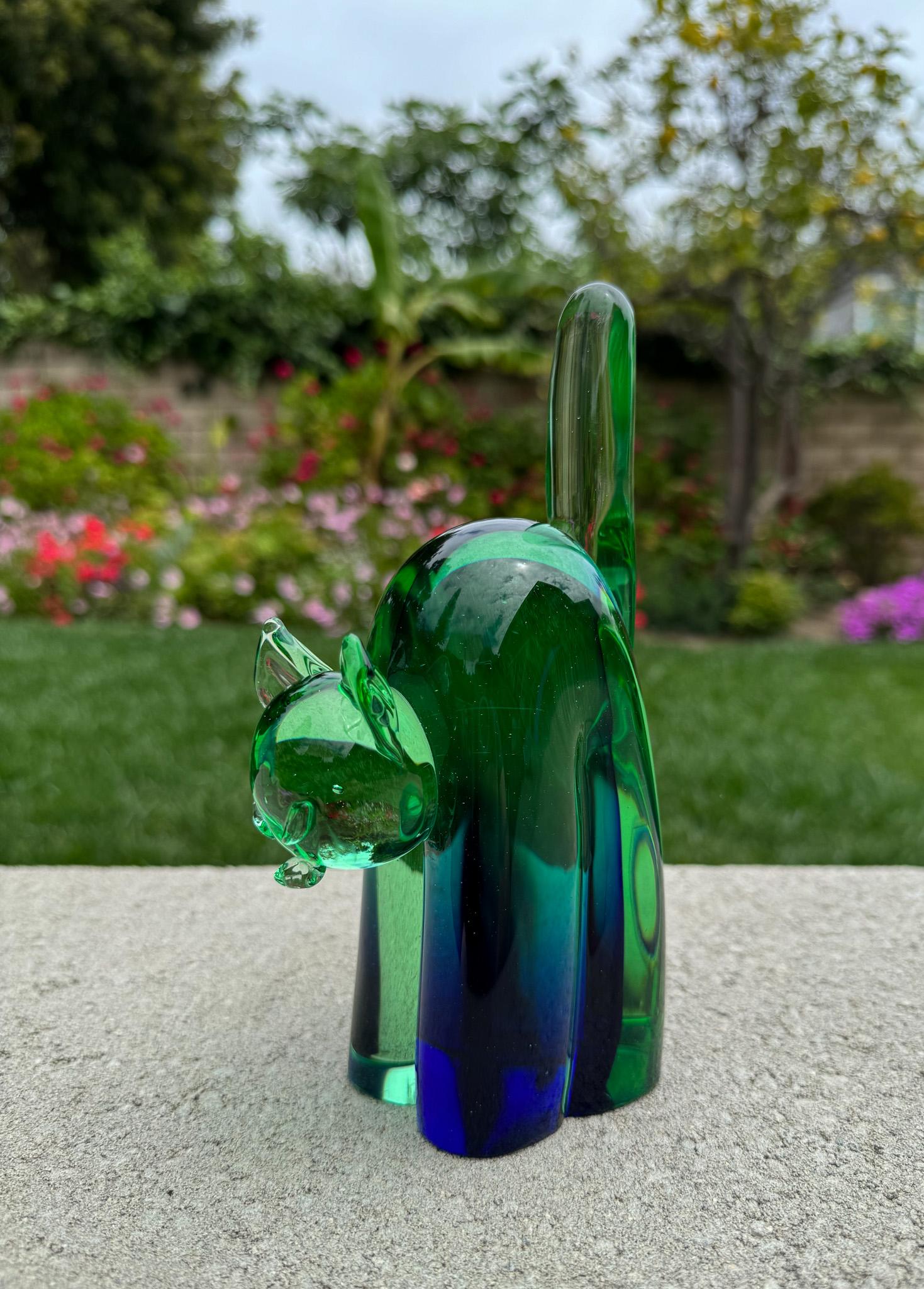 Archimede Seguso Murano Sommerso Glass Cat Bookends, Italy, 1950's For Sale 7
