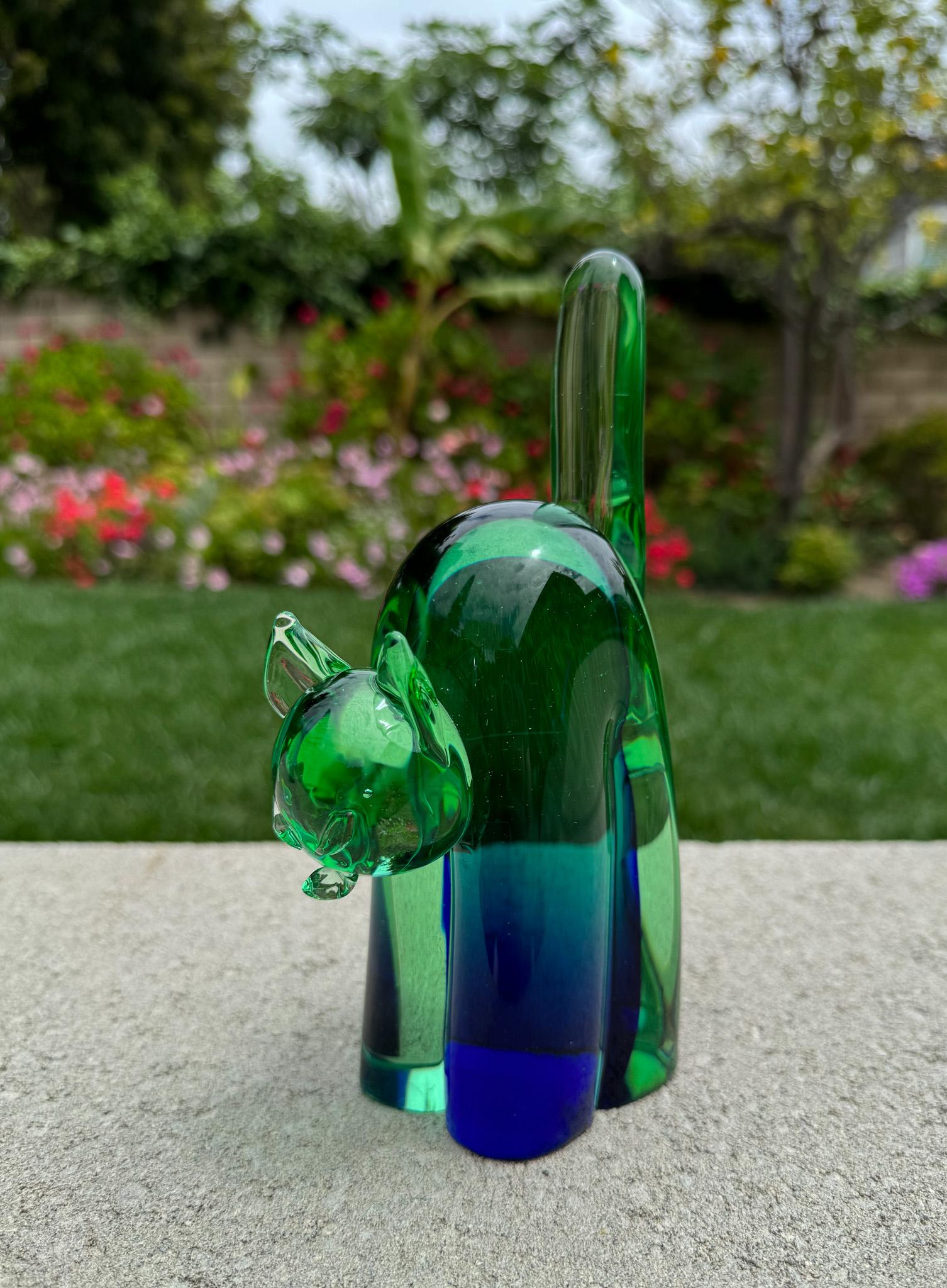 Archimede Seguso Murano Sommerso Glass Cat Bookends, Italy, 1950's For Sale 10