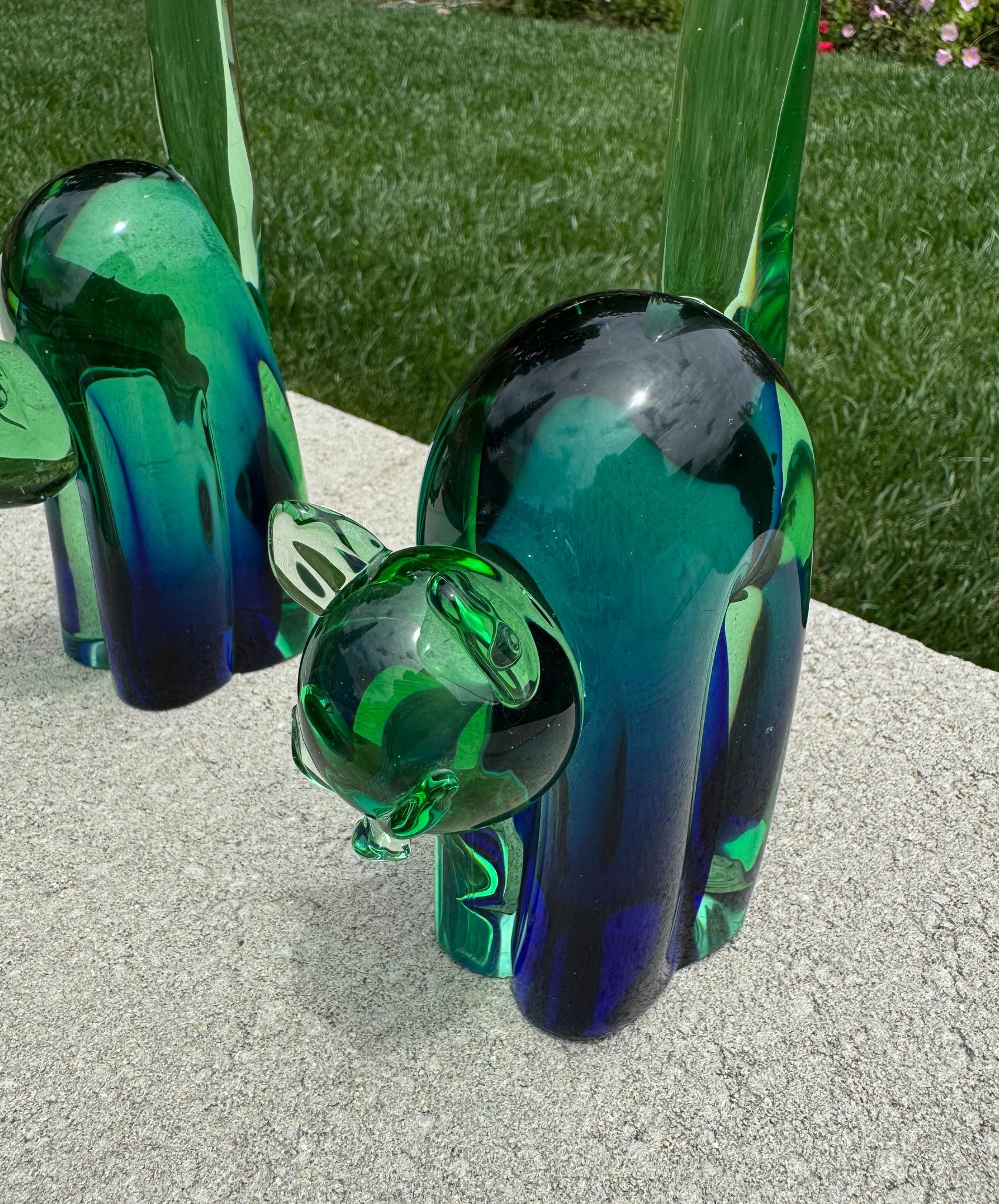 Archimede Seguso Murano Sommerso Glass Cat Bookends, Italy, 1950's For Sale 11