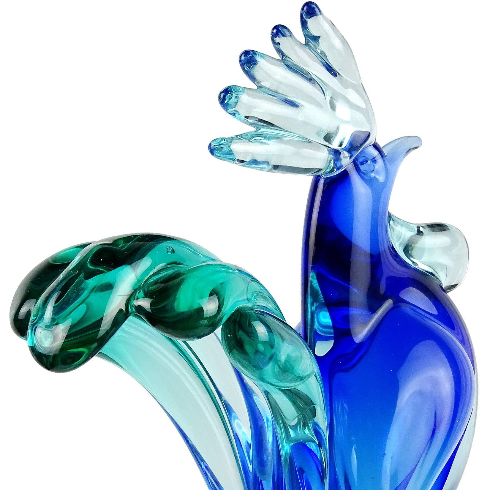 blue glass rooster