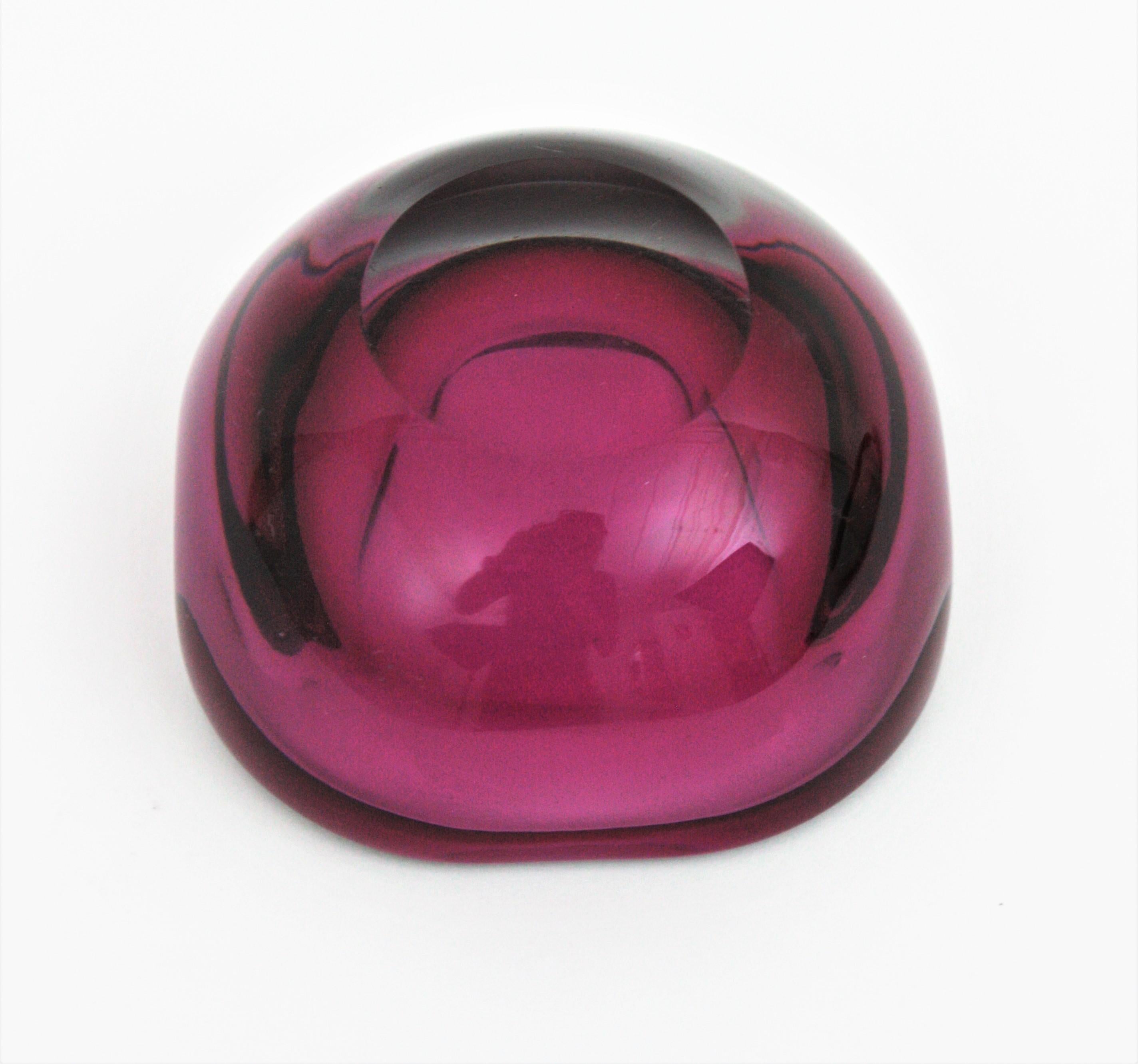 Schale aus Murano Sommerso Muranoglas in Violett und Rosa mit Fuchsiafarbenem Geode-Muranoglas von Archimede Seguso im Angebot 10