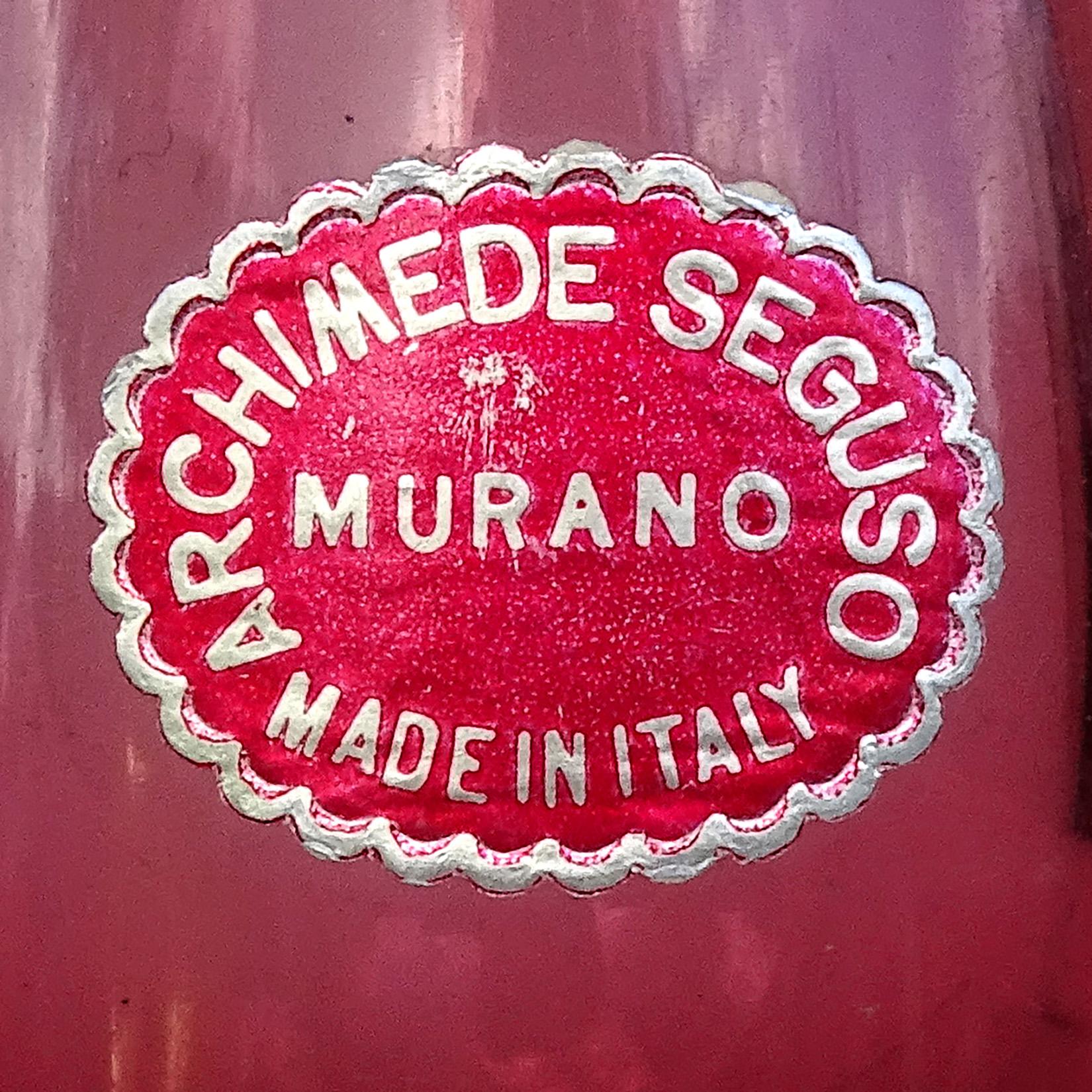 Fait main Flacon de parfum en verre d'art italien Sommerso rouge et vert d'Archimede Seguso Murano en vente