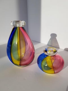 Archimede Seguso Murano Tiffany Art Glass Vases Bottles Vessel Rainbow Carnevale