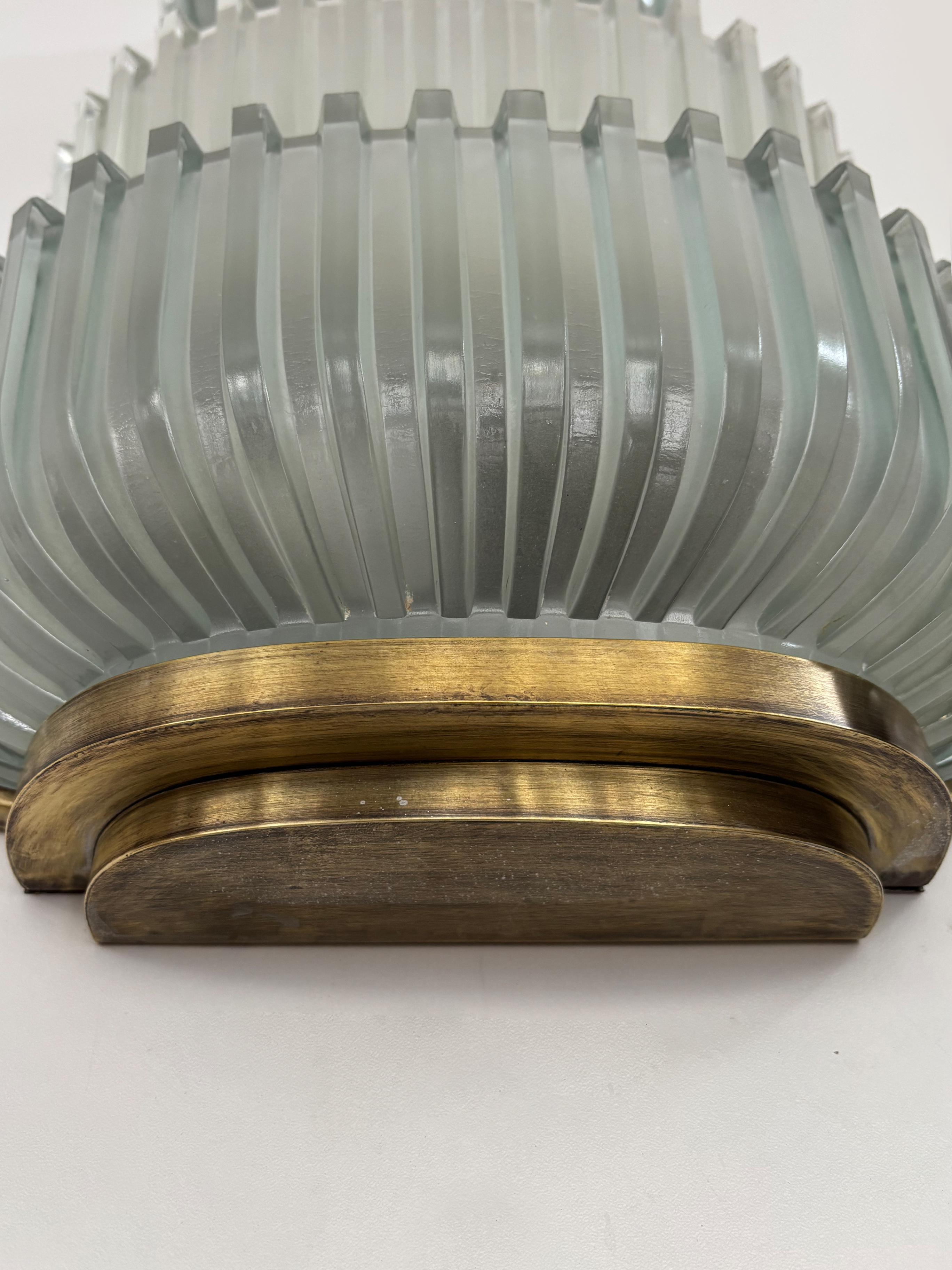 Archimede Seguso Murano Venecia Apliques de latón y cristal italianos de mediados de siglo 1950 en venta 5