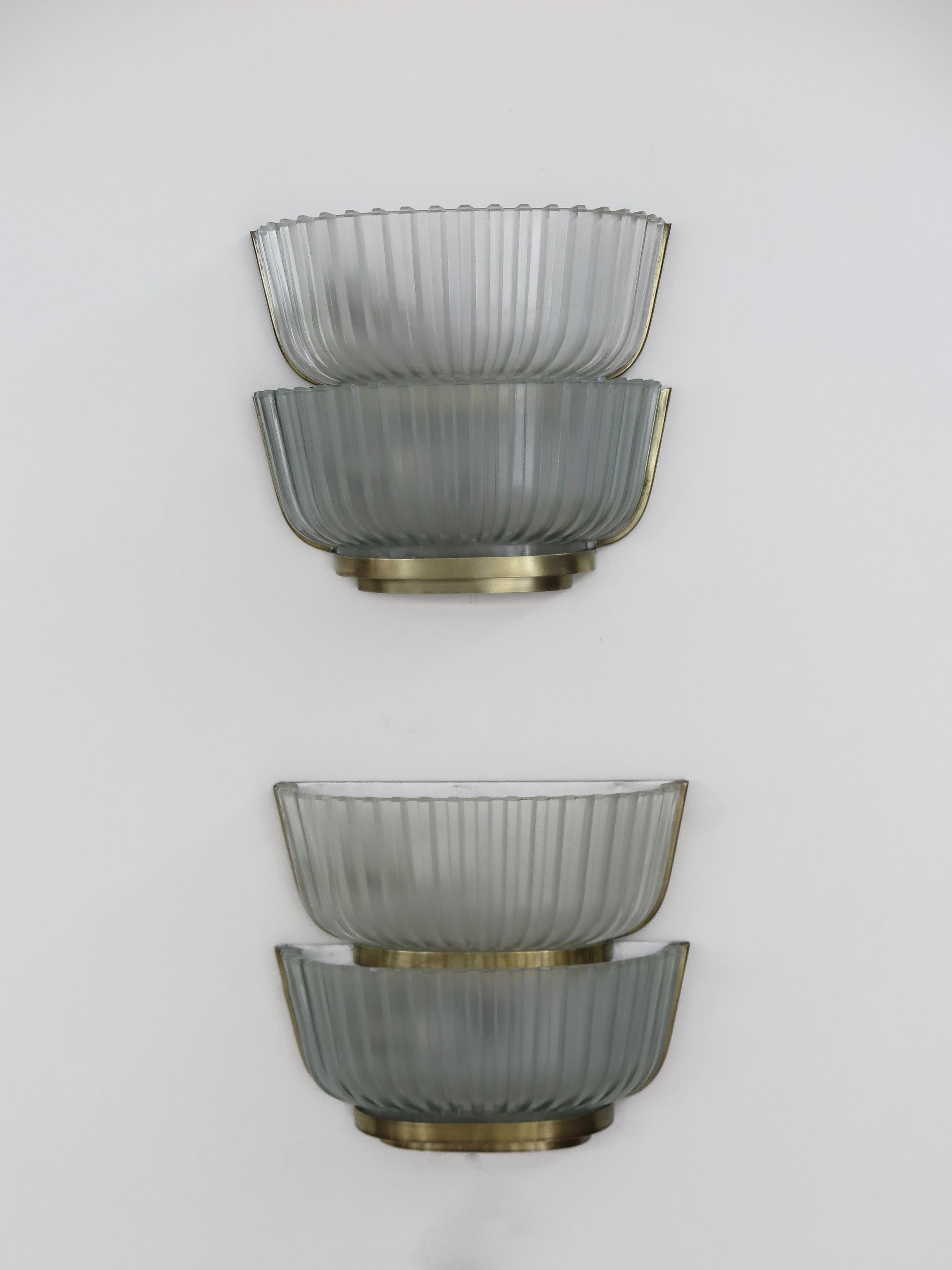 Archimede Seguso Murano Venecia Apliques de latón y cristal italianos de mediados de siglo 1950 en Bueno estado para la venta en Reggio Emilia, IT