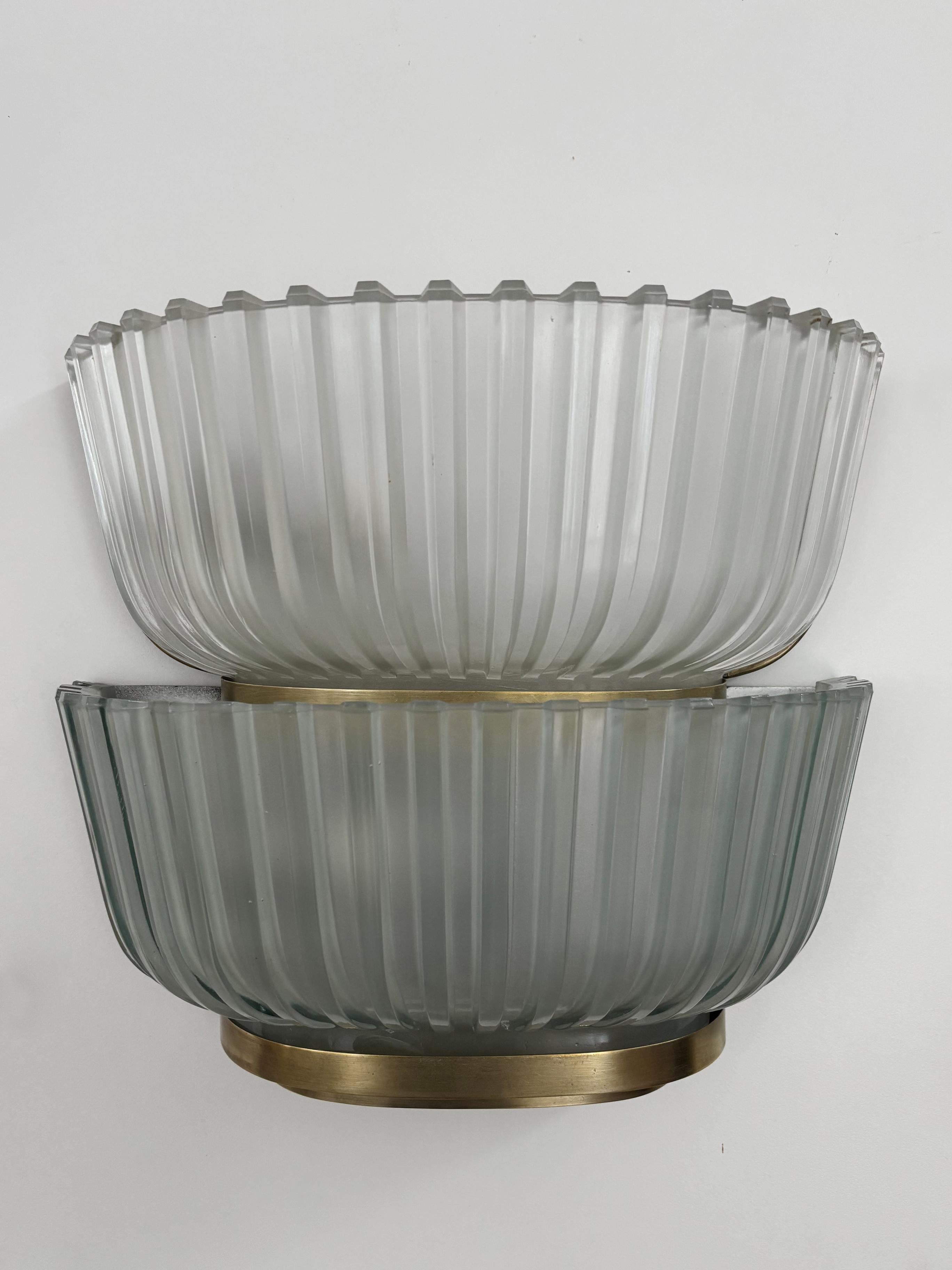 Archimede Seguso Murano Venecia Apliques de latón y cristal italianos de mediados de siglo 1950 mediados del siglo XX en venta