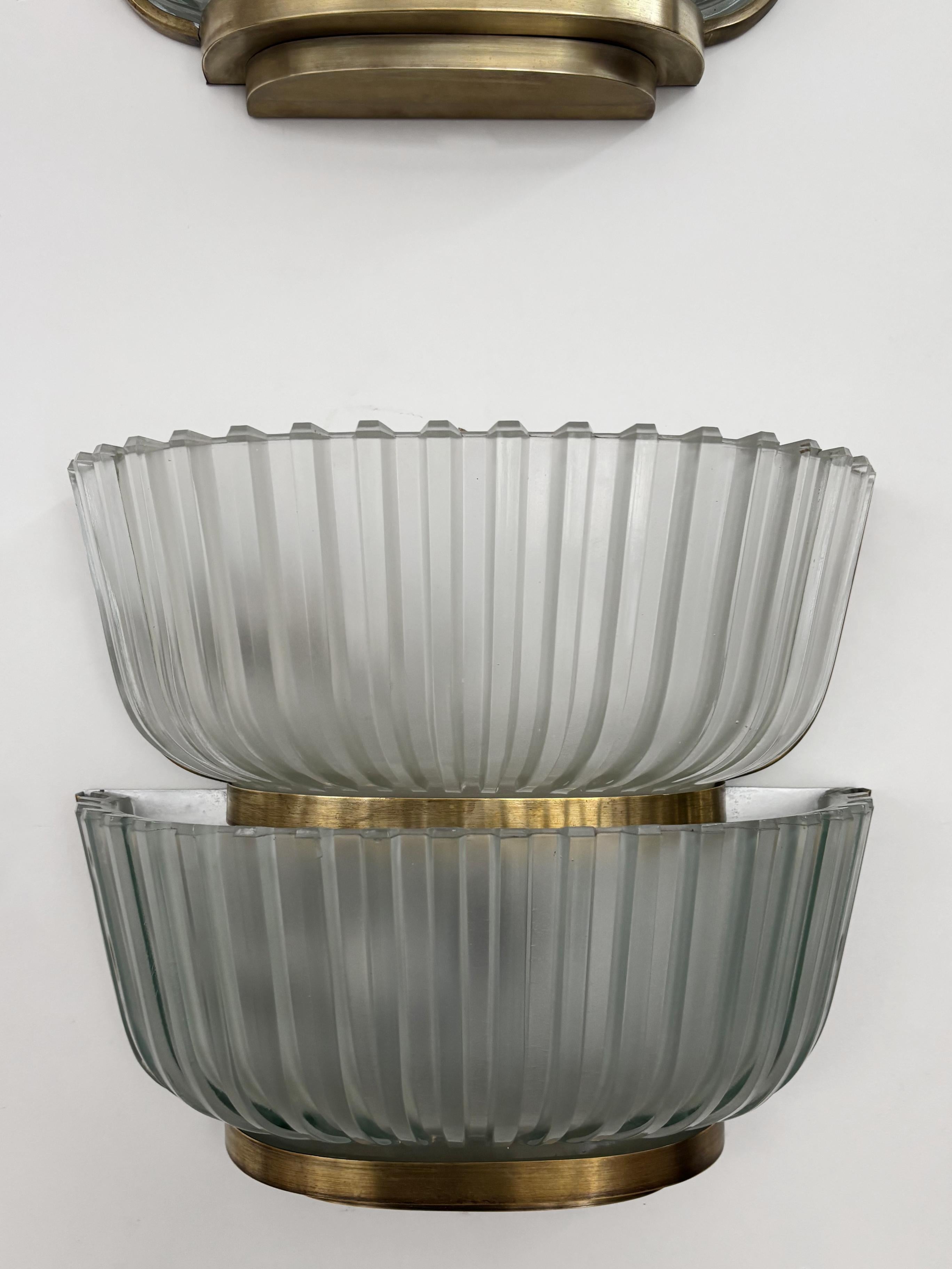 Archimede Seguso Murano Venecia Apliques de latón y cristal italianos de mediados de siglo 1950 Latón en venta