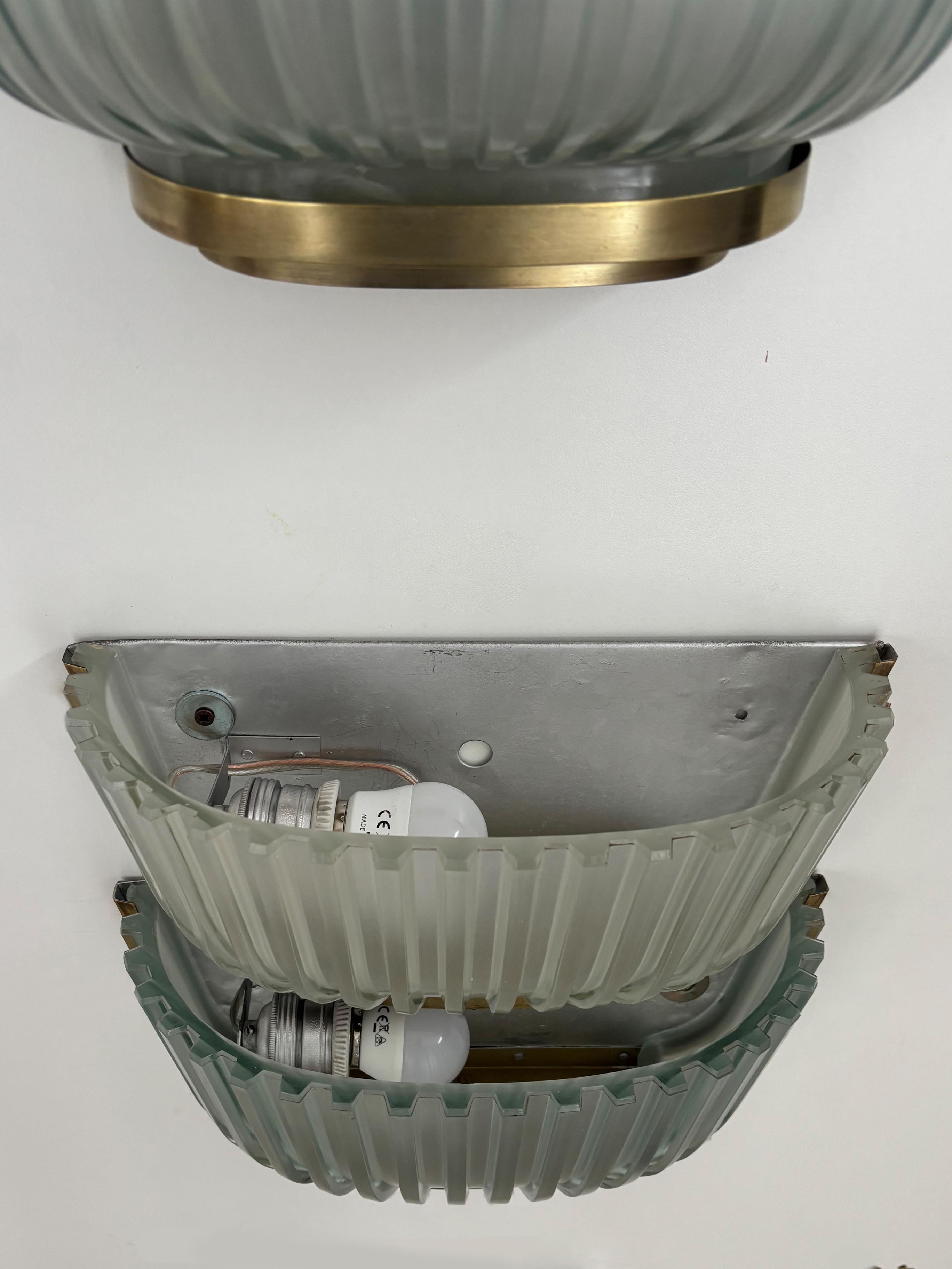 Archimede Seguso Murano Venecia Apliques de latón y cristal italianos de mediados de siglo 1950 en venta 2