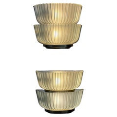 Archimede Seguso Murano Venezia Italian Midcentury Glass Brass Wall Lights 1950s