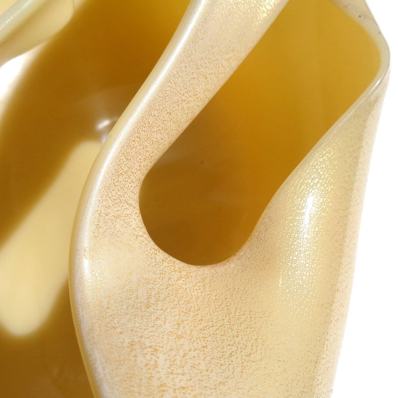 Fait main Archimede Seguso - Bol sculptural en verre d'art italien de Murano à mouchetures d'or jaune en vente