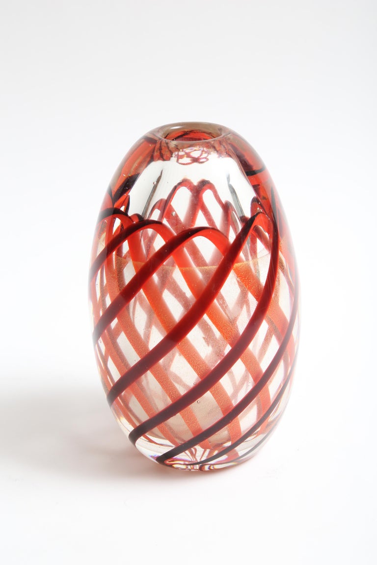 Blown Glass Archimede Seguso Nastro Richiamato Vase For Sale