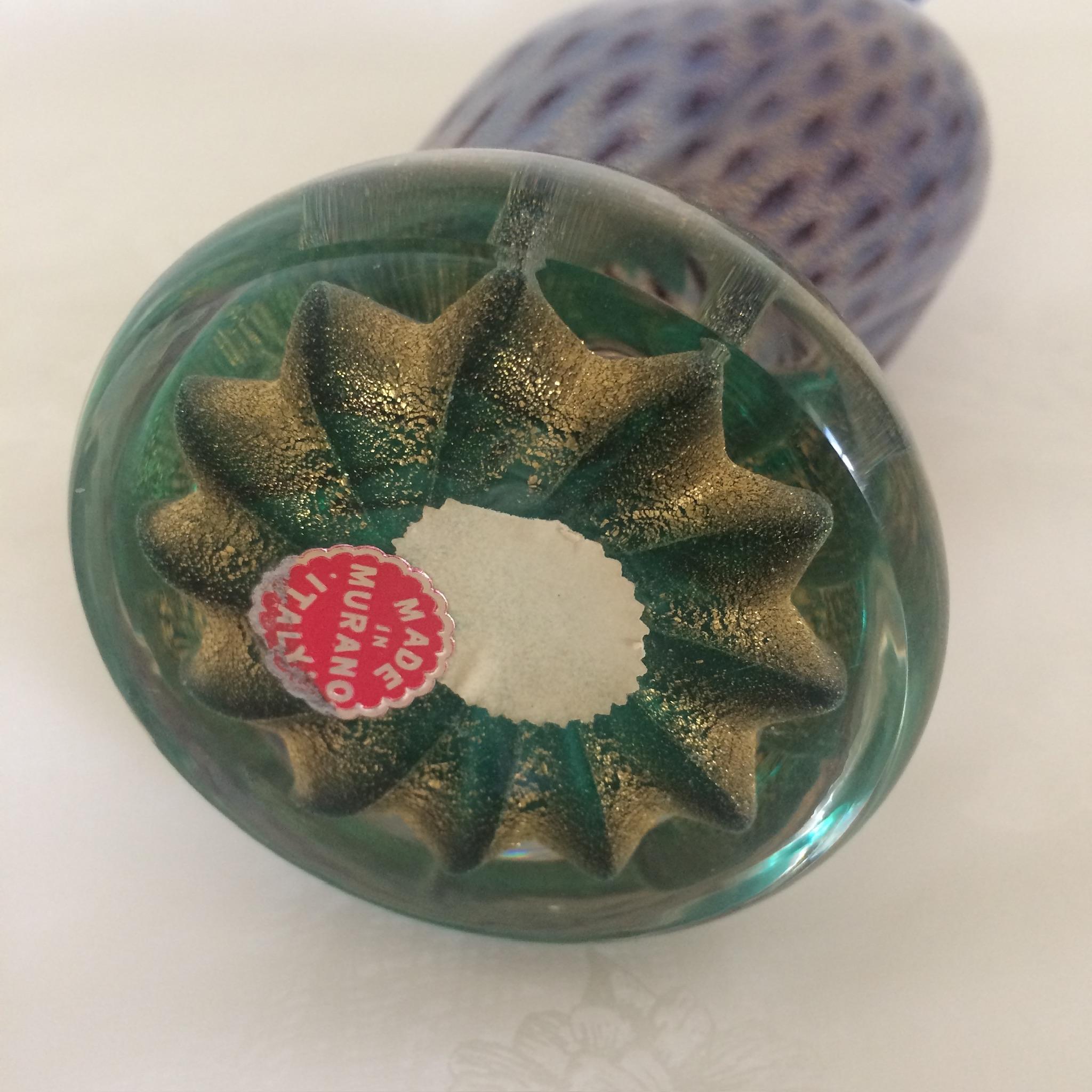 Archimede Seguso Coppia di galline d'India a puntini in vetro di Murano opalescente, maschio e femmina in vendita 2
