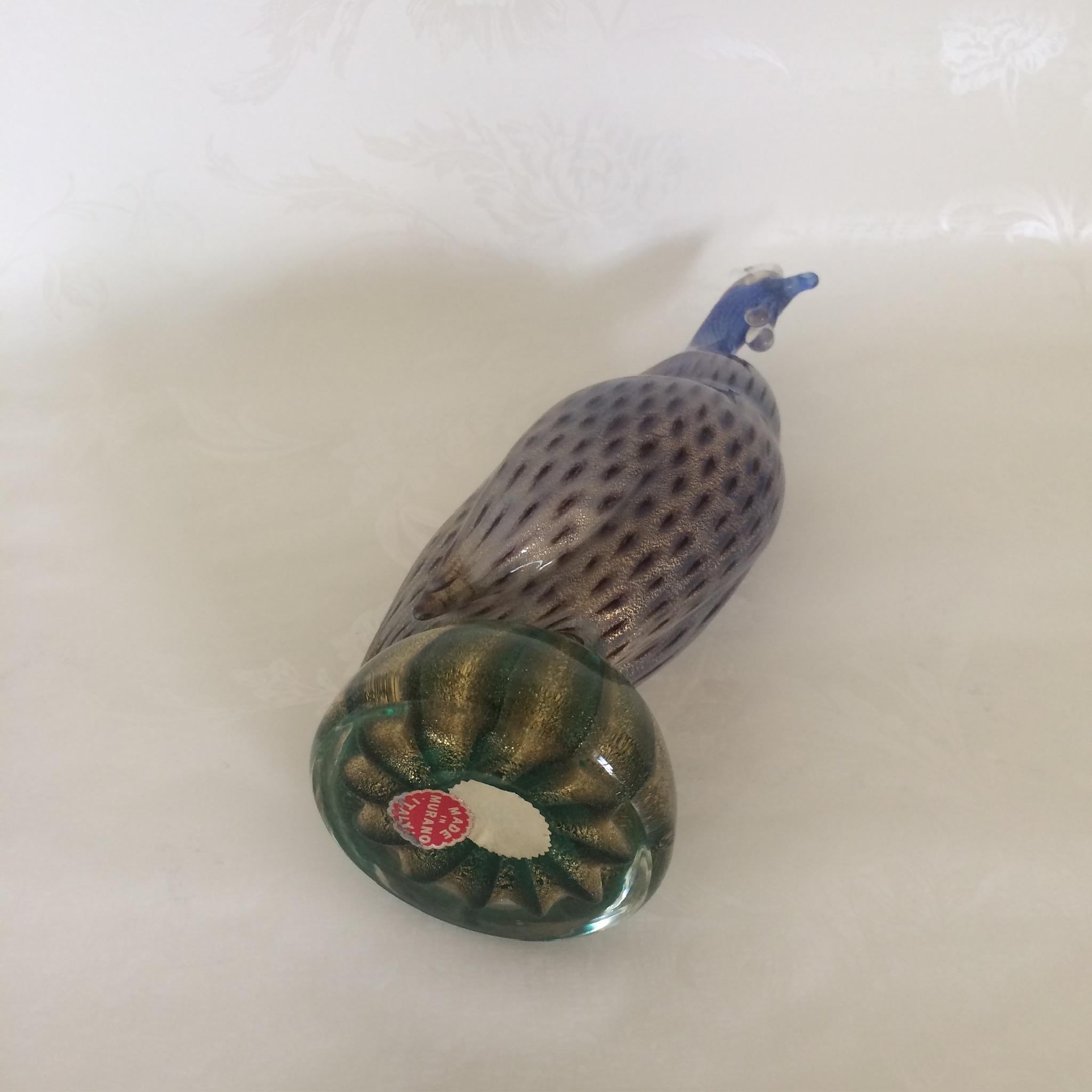 Archimede Seguso Coppia di galline d'India a puntini in vetro di Murano opalescente, maschio e femmina in vendita 1