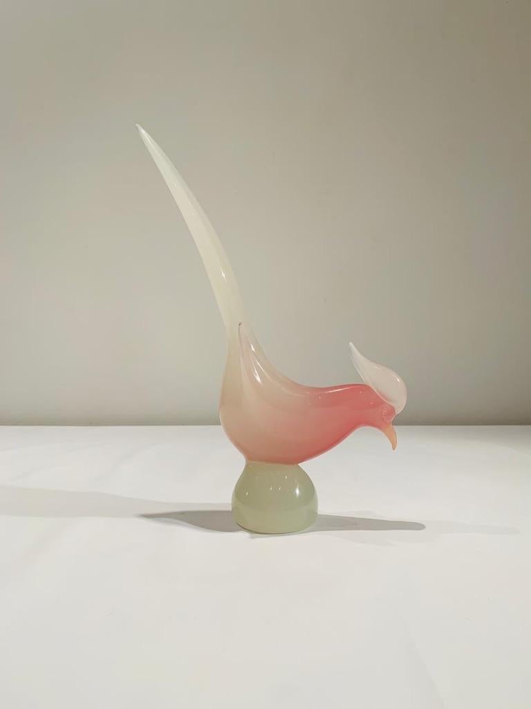Archimede Seguso opaline bicolor 1950 Murano Glass pair of