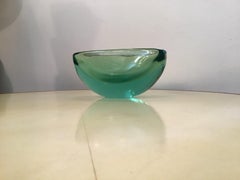 Archimede Seguso Oval Bowl, Green Submerged Glass Centrepiece, 1950