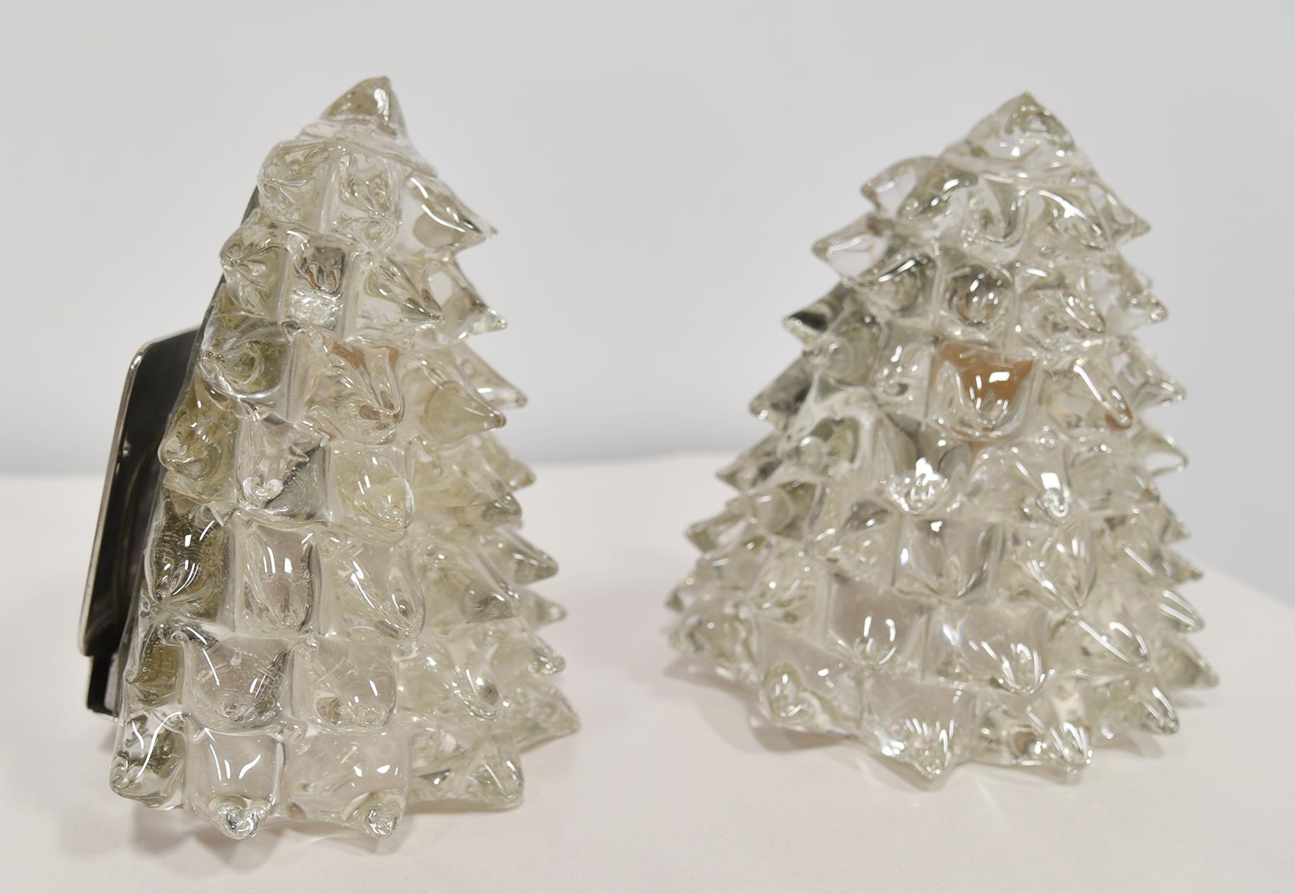 Mid-Century Modern ARCHIMEDES SEGUSO Pair of Glass Wall Sconces  For Sale