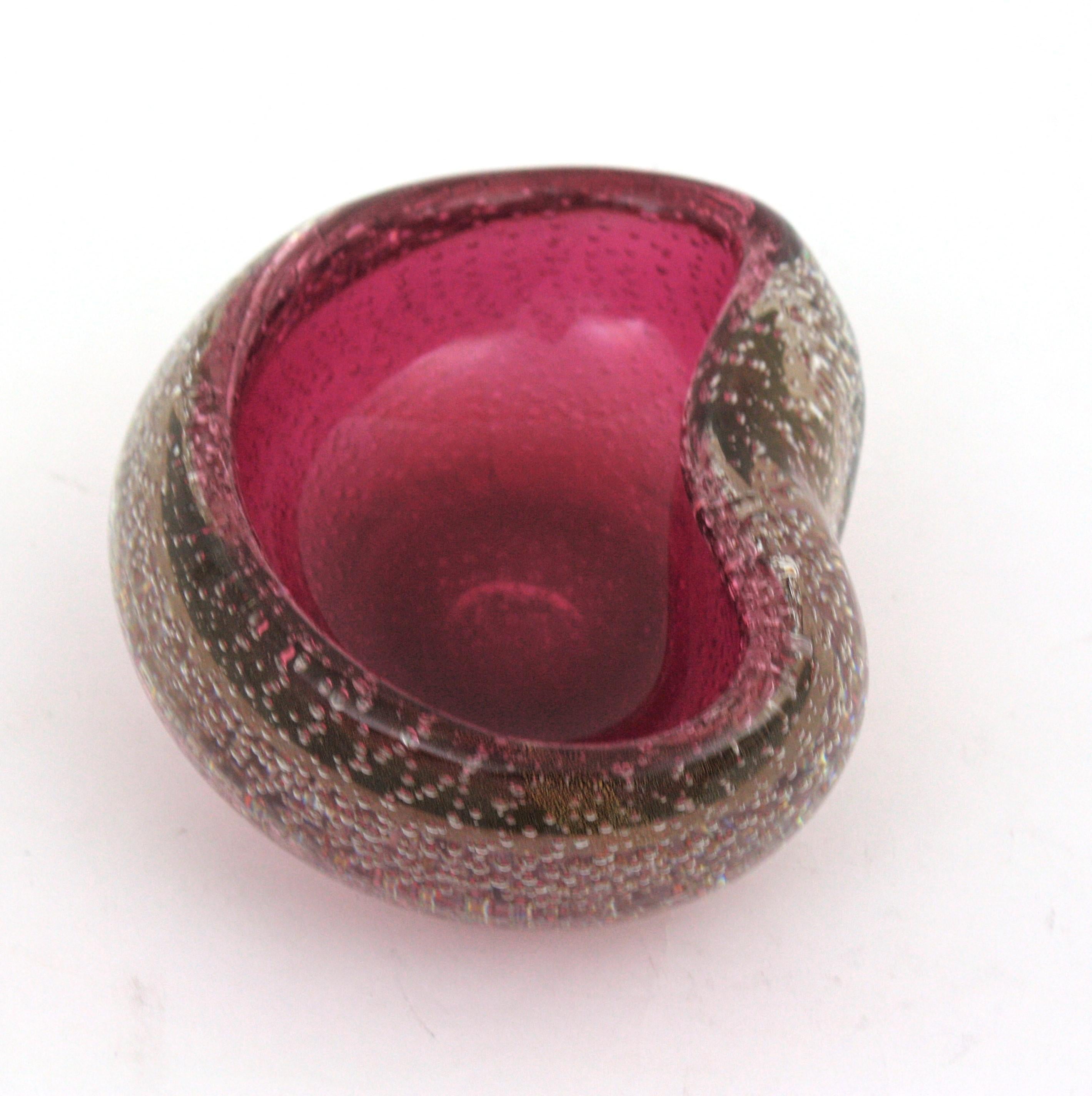Archimede Seguso Murano Pink Sommerso Italian Art Glass Kidney Shape Bowl  For Sale 8