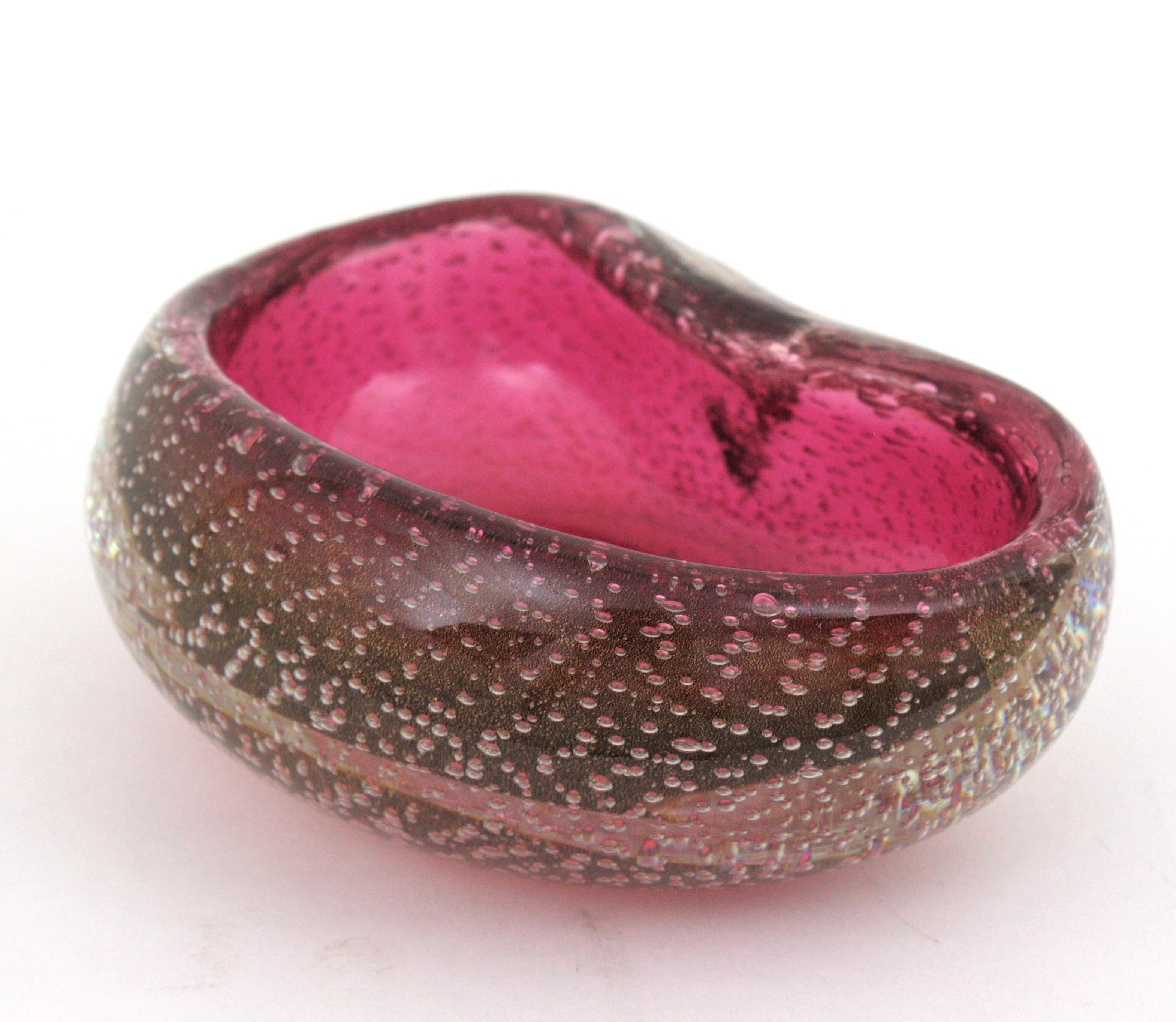 Archimede Seguso Murano Pink Sommerso Italian Art Glass Kidney Shape Bowl  For Sale 9