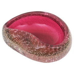 Archimede Seguso Murano Rosa Sommerso Italienische Kunst Glas Nierenform Schale