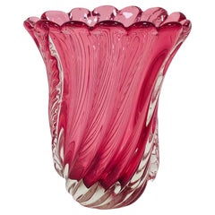 ARCHIMEDE SEGUSO pink vase with applied lateral glass circa 1950.