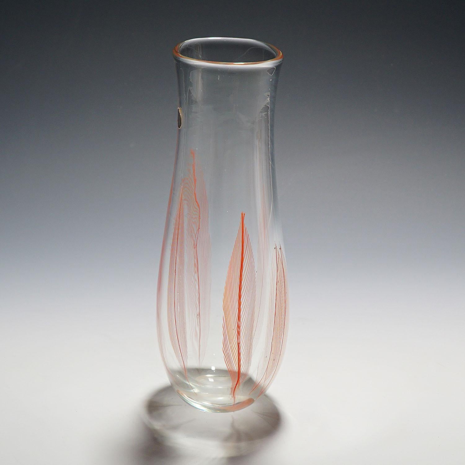 Vase „Piume“ von Archimede Seguso, Murano, Italien, ca. 1956 (Moderne der Mitte des Jahrhunderts) im Angebot