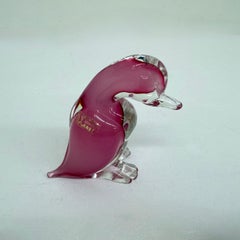 Archimede Seguso Rare Murano Pink Alabastro Art Glass Duck , 1970s