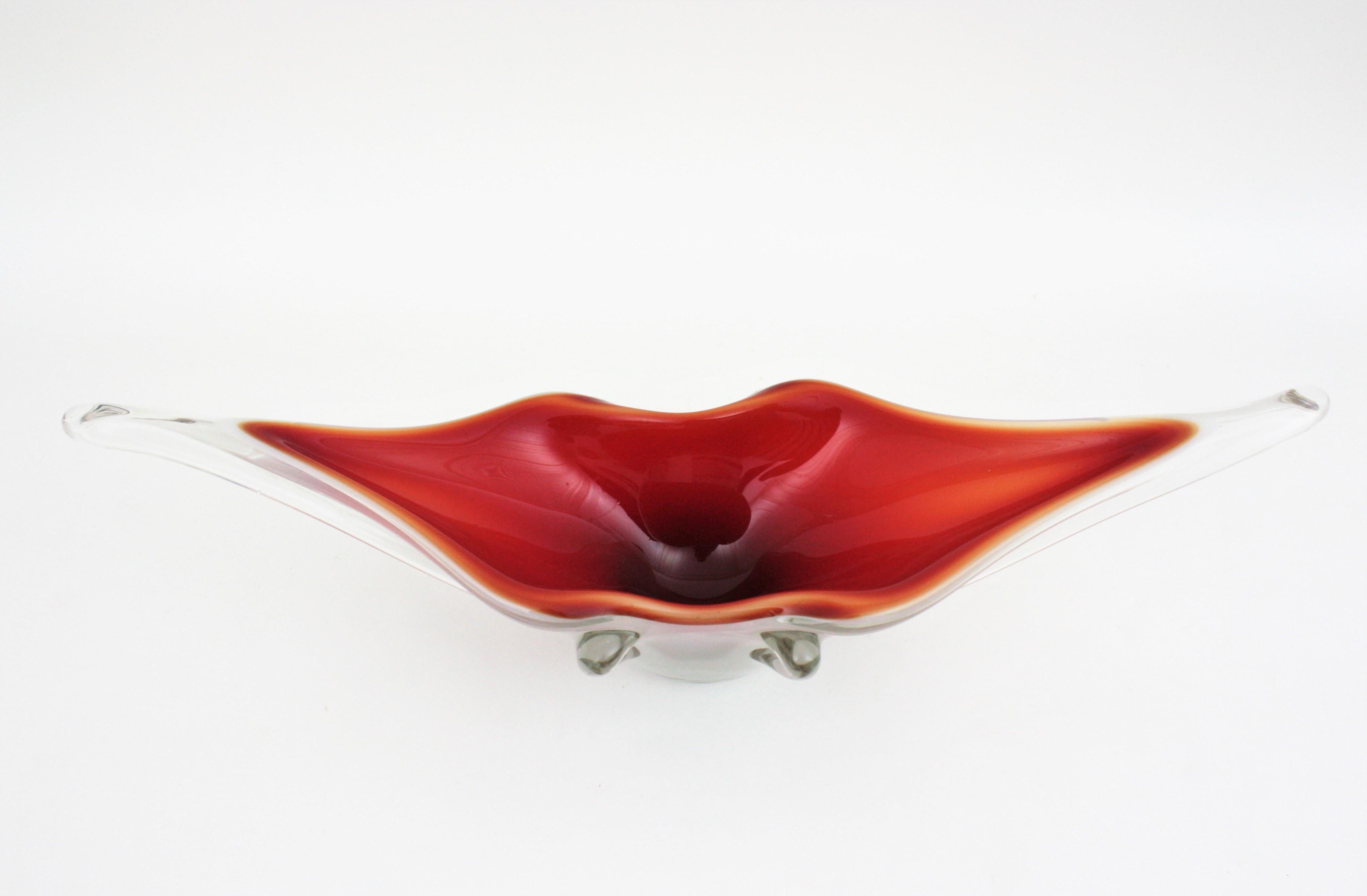 Archimede Seguso Red Lips Design Murano Glass Centerpiece 5