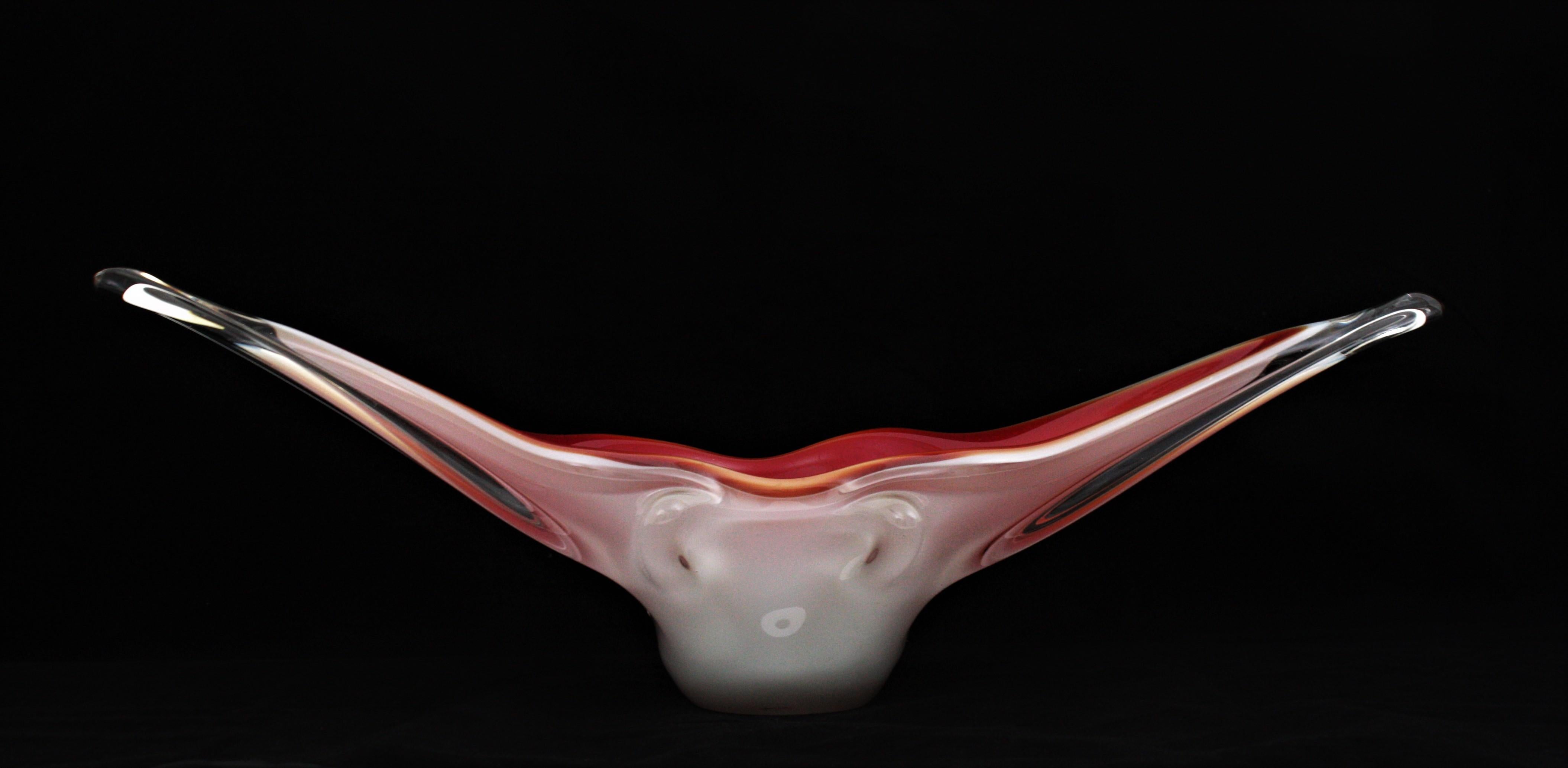 Archimede Seguso Red Lips Design Murano Glass Centerpiece Bowl For Sale 7