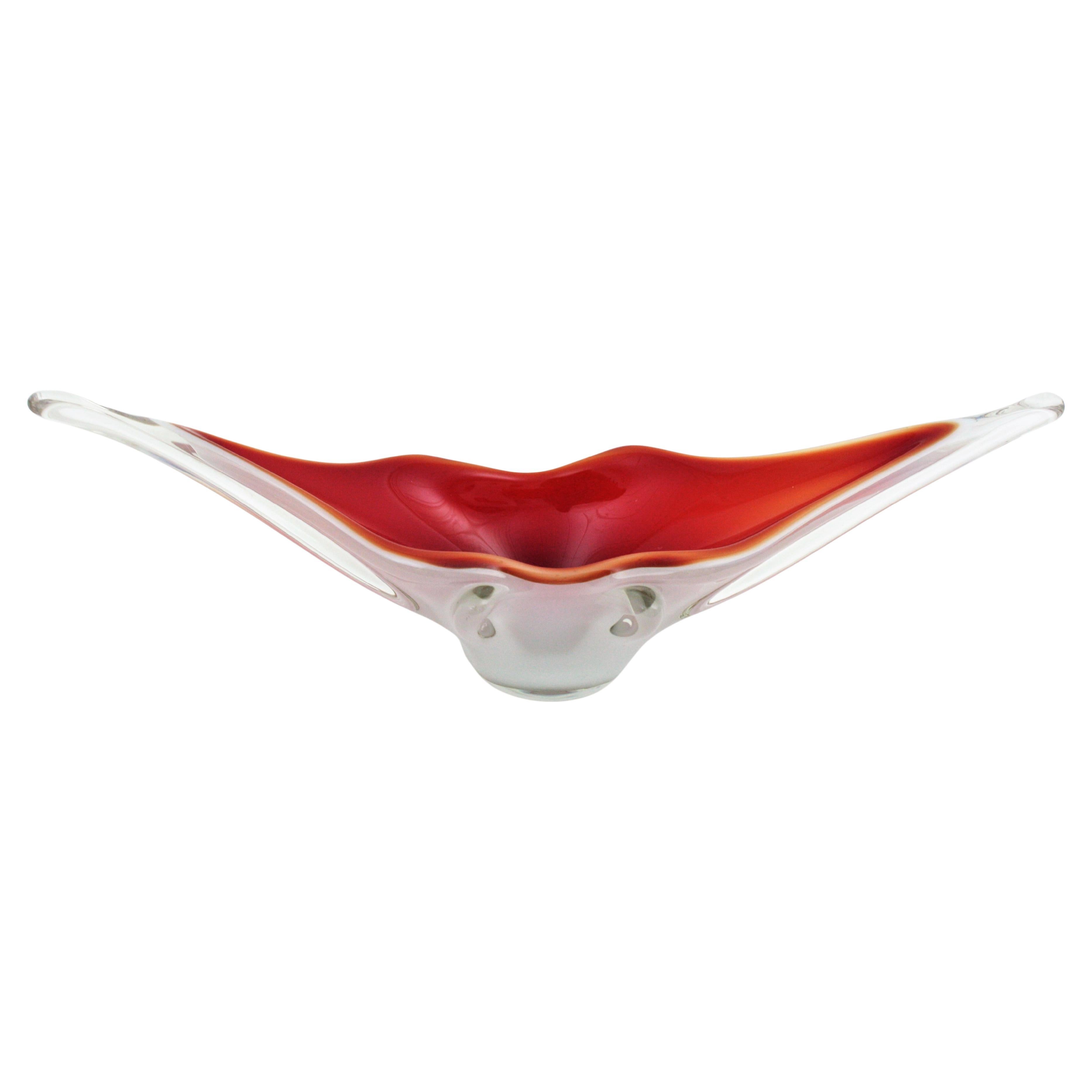 Archimede Seguso Red Lips Design Murano Glass Centerpiece