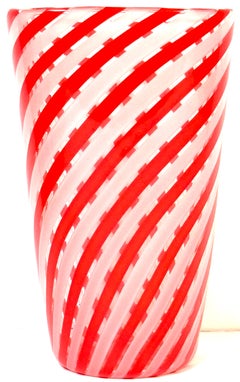 Archimede Seguso Rossoe Bianco Vase 1950