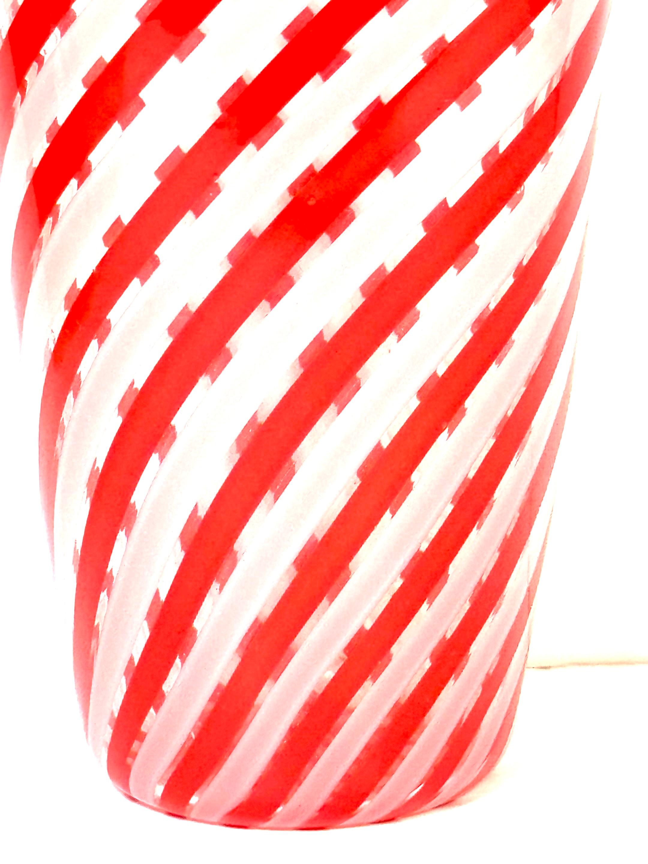 Italiano Vaso Archimede Seguso Rossoe Bianco 1950 in vendita