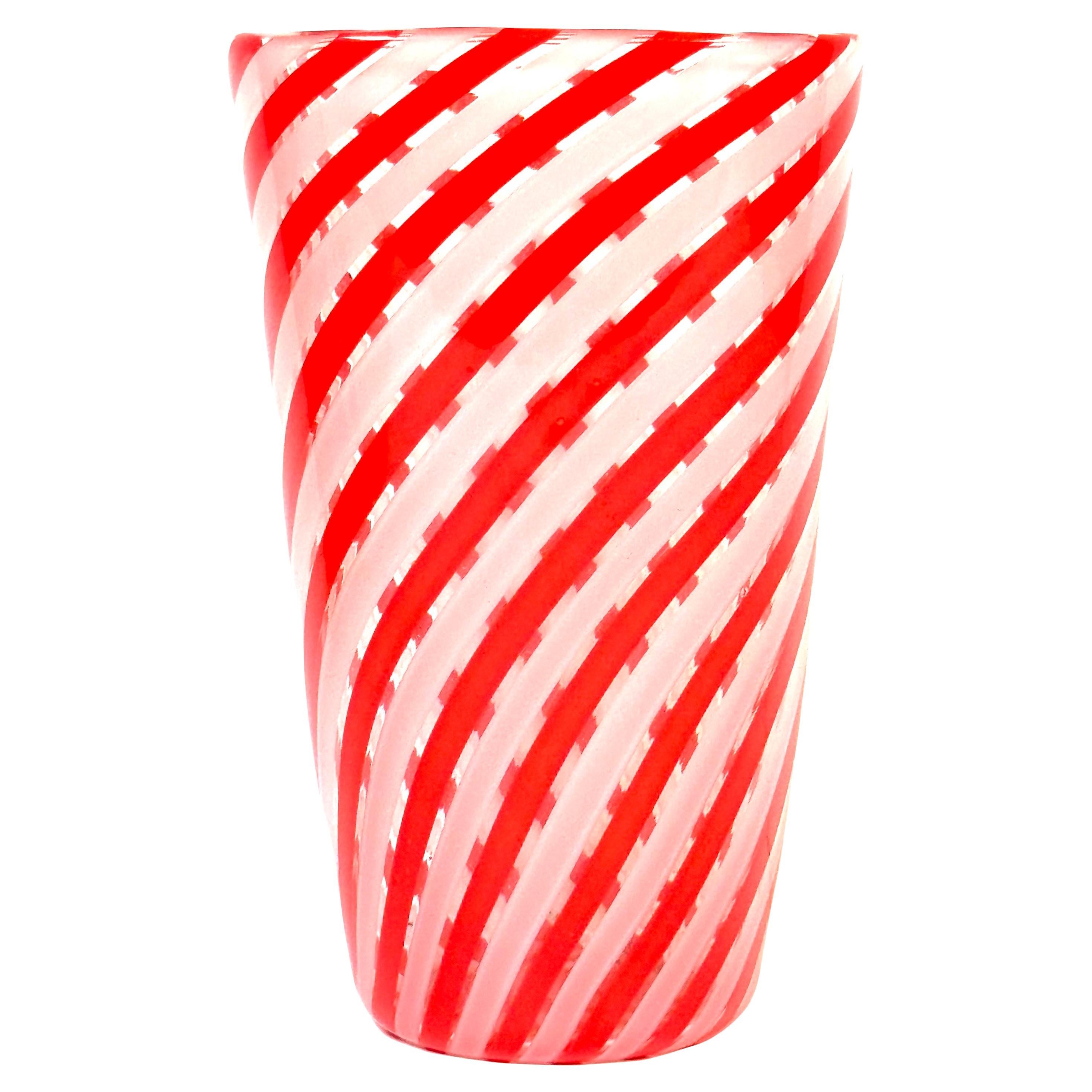 Vaso Archimede Seguso Rossoe Bianco 1950