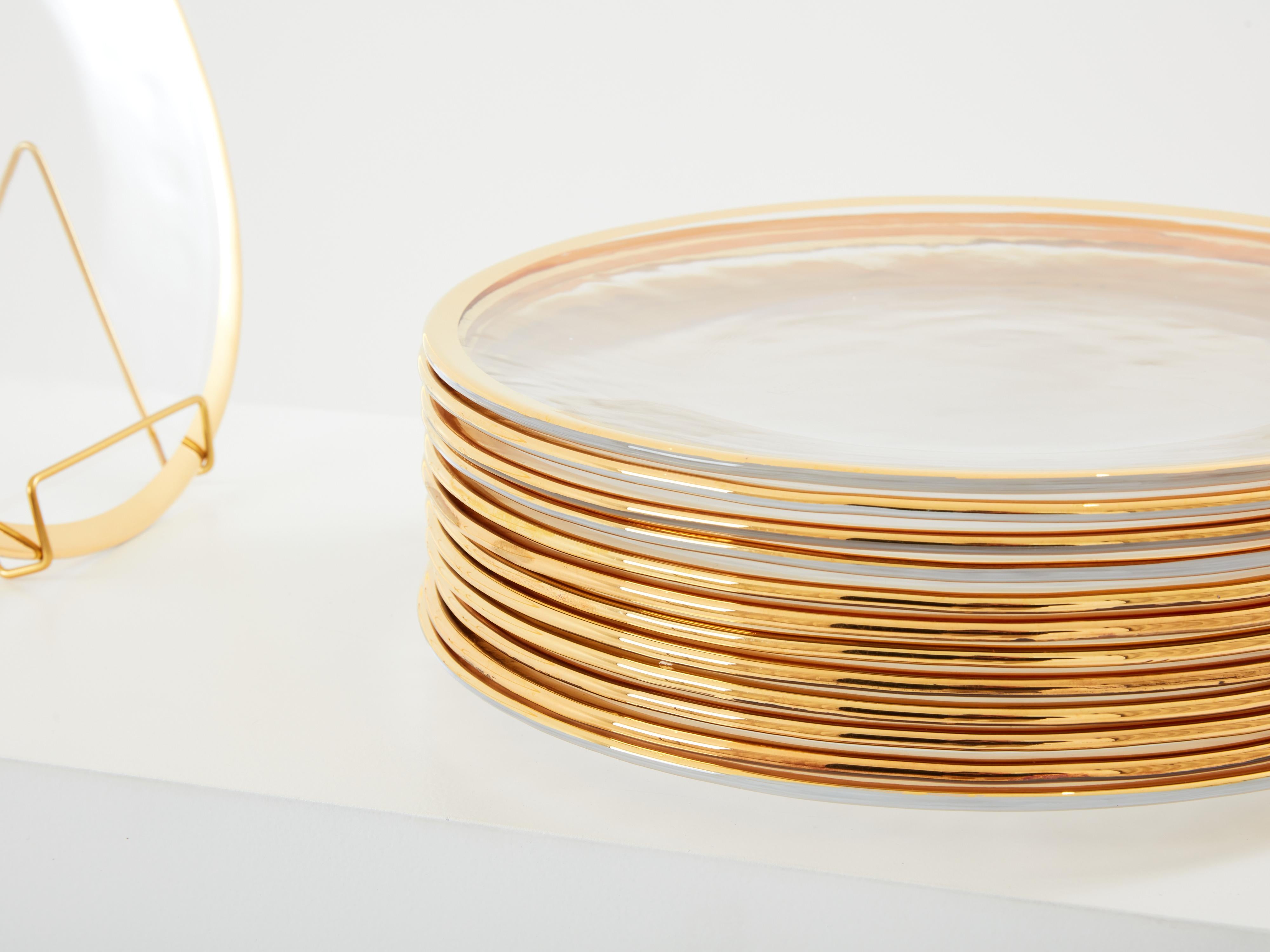 Archimede Seguso juego de doce platos cristal de Murano 1970 Moderno de mediados de siglo en venta