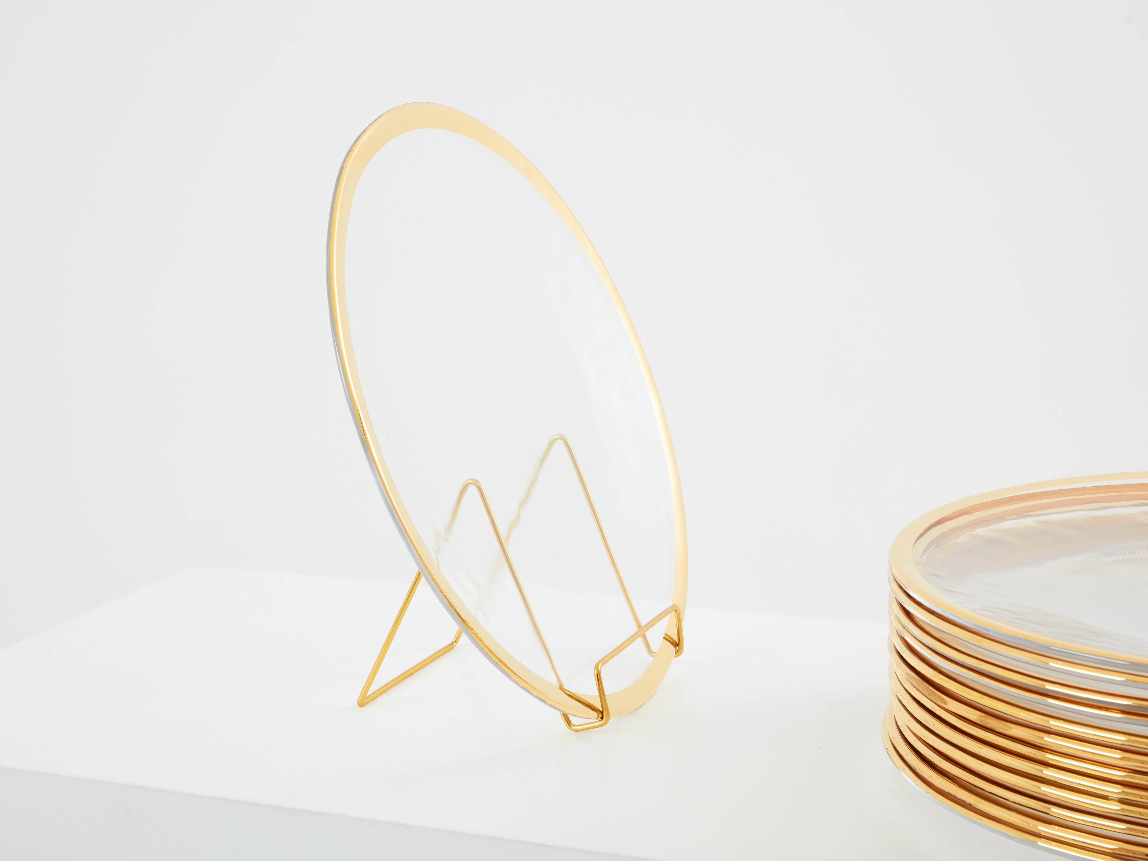Archimede Seguso juego de doce platos cristal de Murano 1970 en Bueno estado para la venta en Paris, IDF