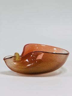 Archimede Seguso sfumato oro center table with applied parts and gold 1950