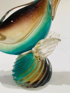 Archimede Seguso "sfumato oro" sculpture in Murano glass circa 1950 pheasant.