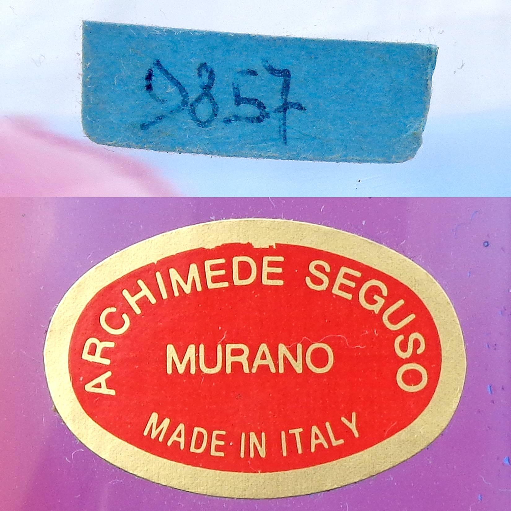 Archimede Seguso Signed Murano Blue Red Green Carnevale Italian Art Glass Vase For Sale 1
