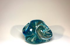 Archimede Seguso Signed, Murano Italian Crystal Aquamarine Organic Paperweight