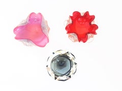 Ciotola in vetro di Murano rosa-viola opalescente con riflessi argentati di Archimede Seguso