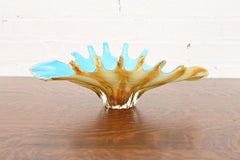 Ciotola da centrotavola in vetro di Murano con bordo smerlato in stile Archimede Seguso