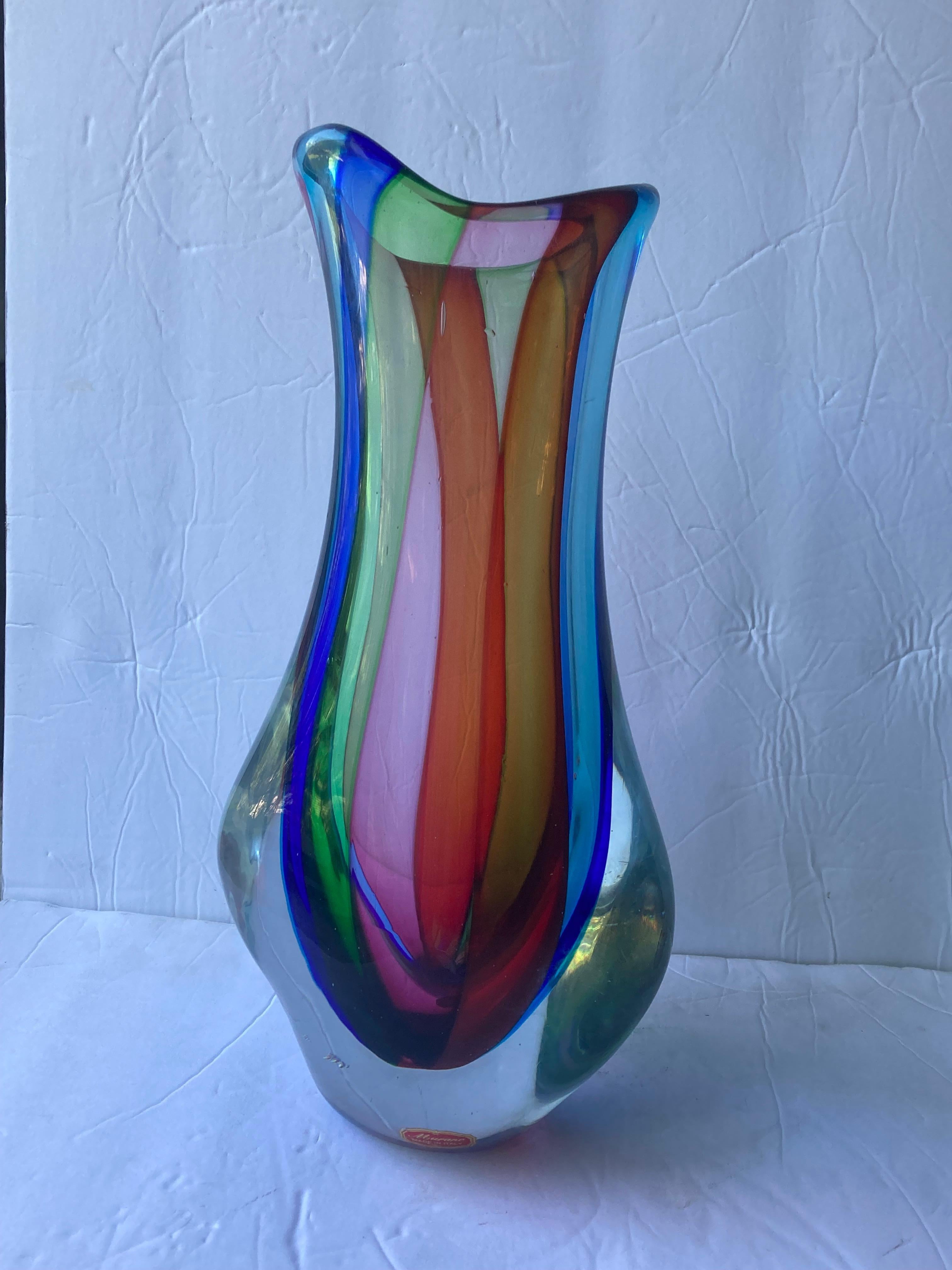 Post-Modern Archimede Seguso Style Murano Glass, Carnival  Vase For Sale