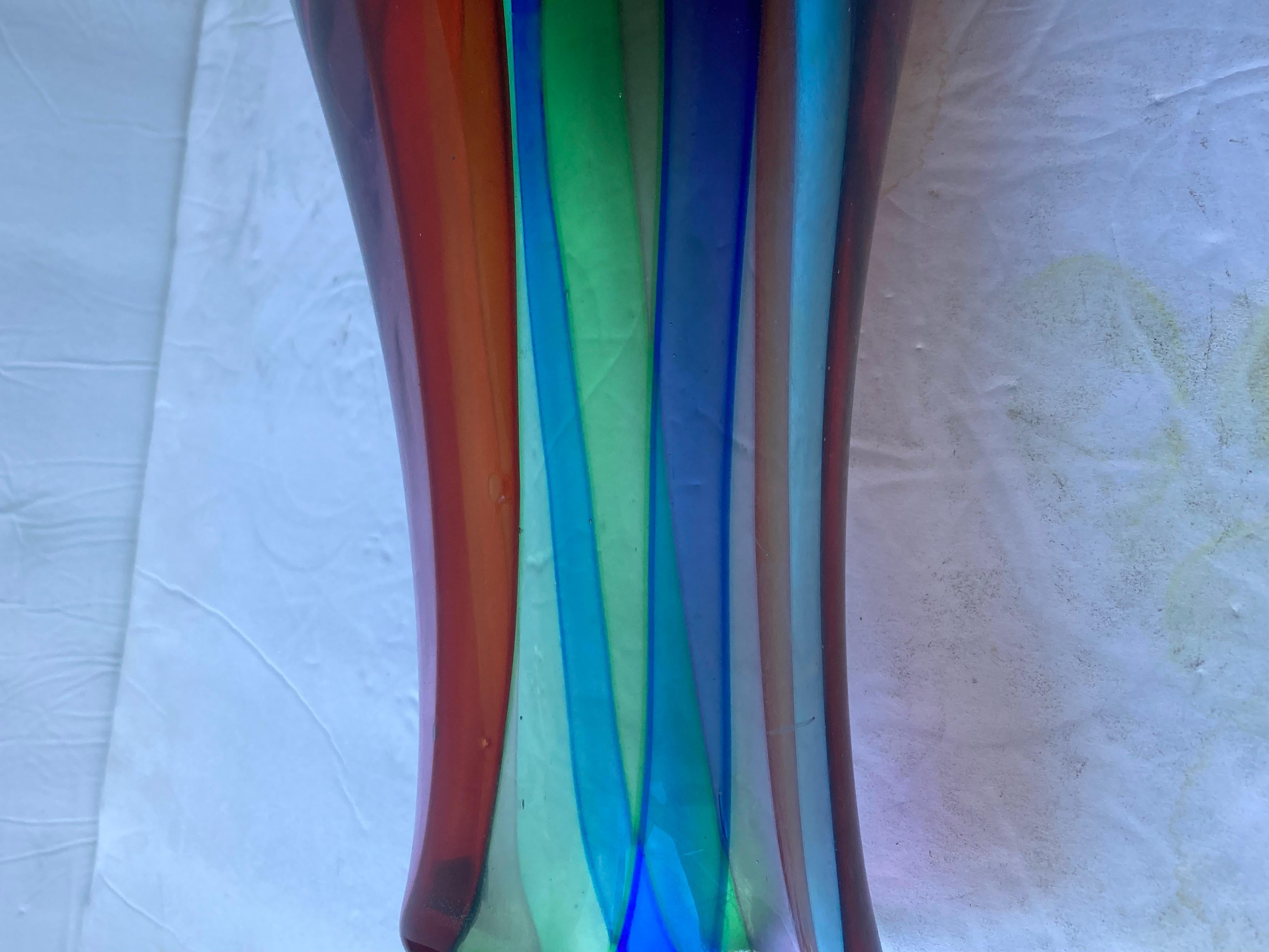 Hand-Crafted Archimede Seguso Style Murano Glass, Carnival  Vase For Sale