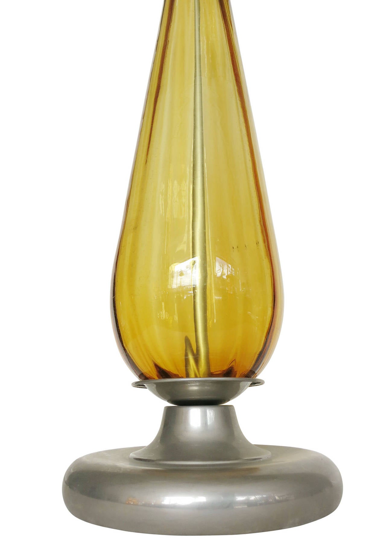 Mid-20th Century Archimede Seguso-Style Murano Glass Lamp in Opaline Yellow