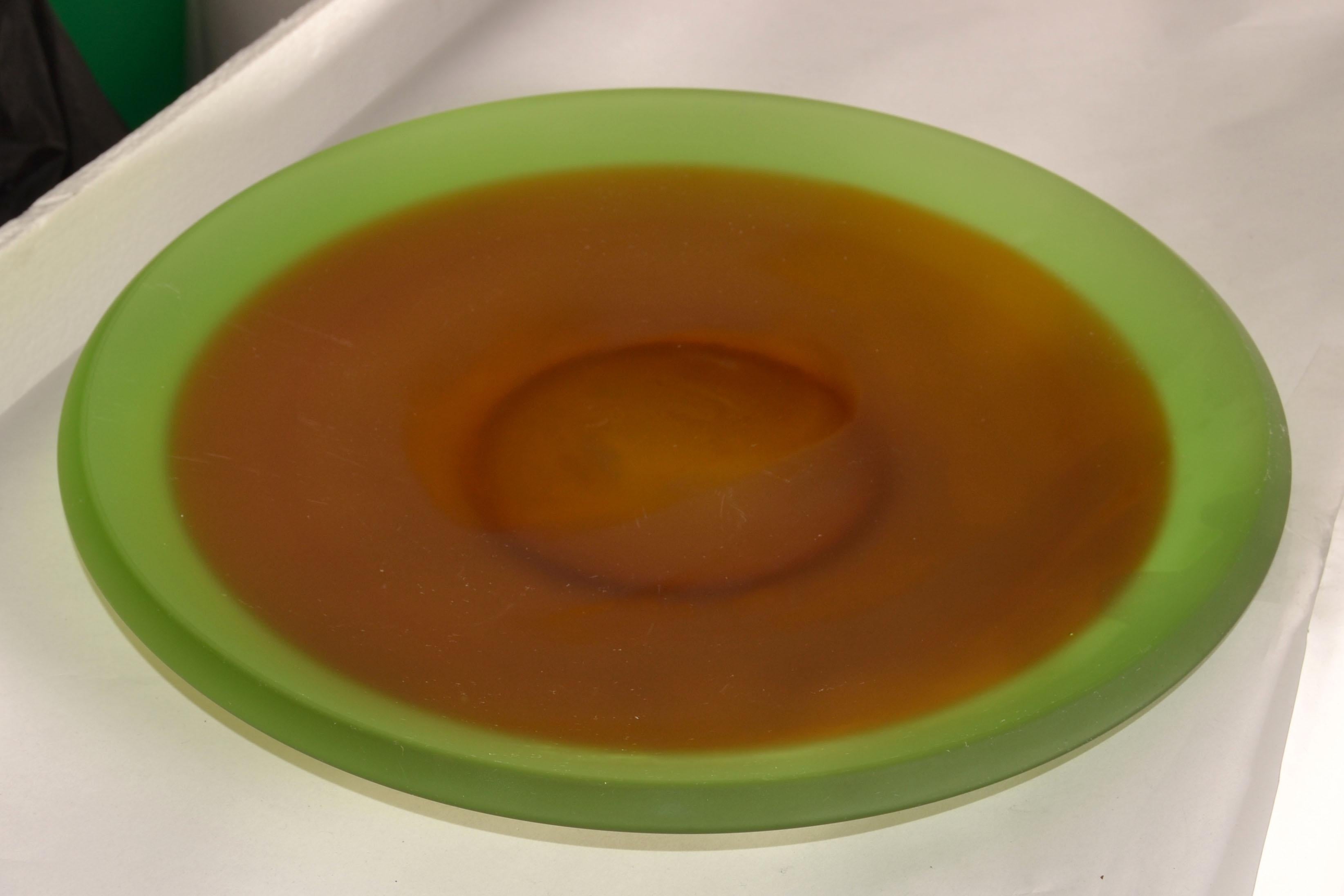 italien Centre de table en verre vert et Brown de style Archimede Seguso d'après Vetri d'Arte en vente