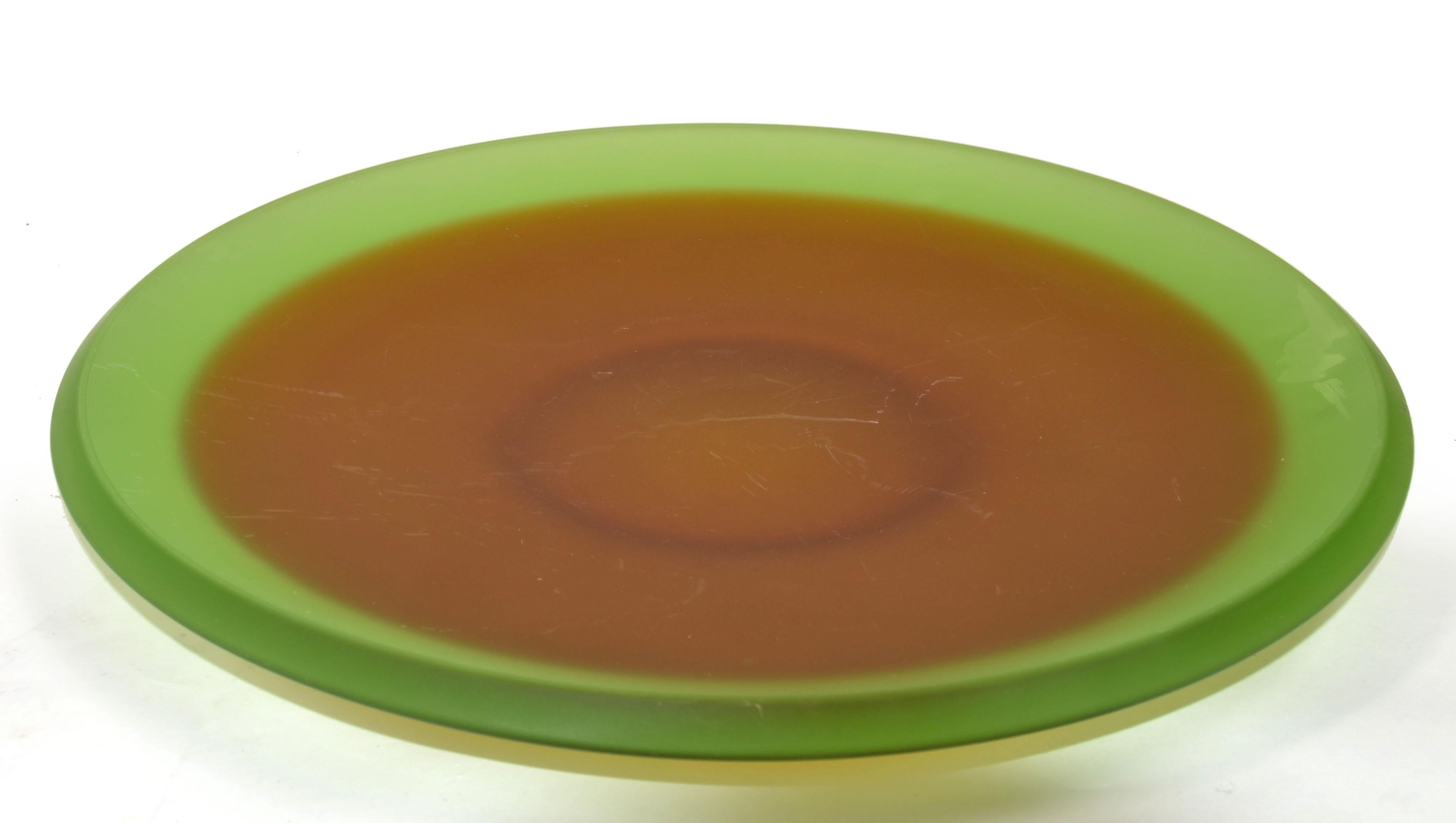Centre de table en verre vert et Brown de style Archimede Seguso d'après Vetri d'Arte Bon état - En vente à Miami, FL
