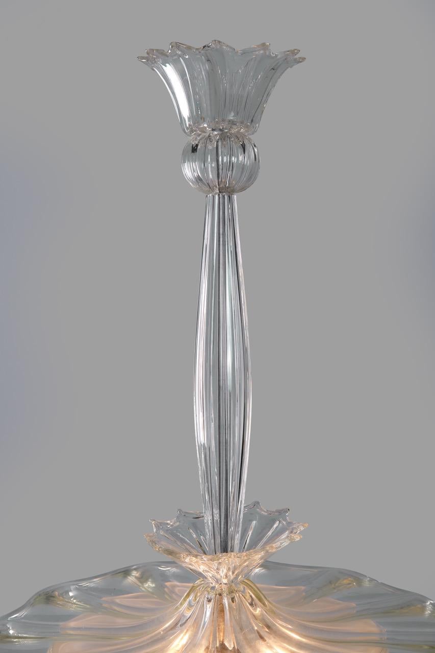 Archimede Seguso suspension lamp in glass structure and metal , Venini 1940ca  In Fair Condition For Sale In Milan, IT