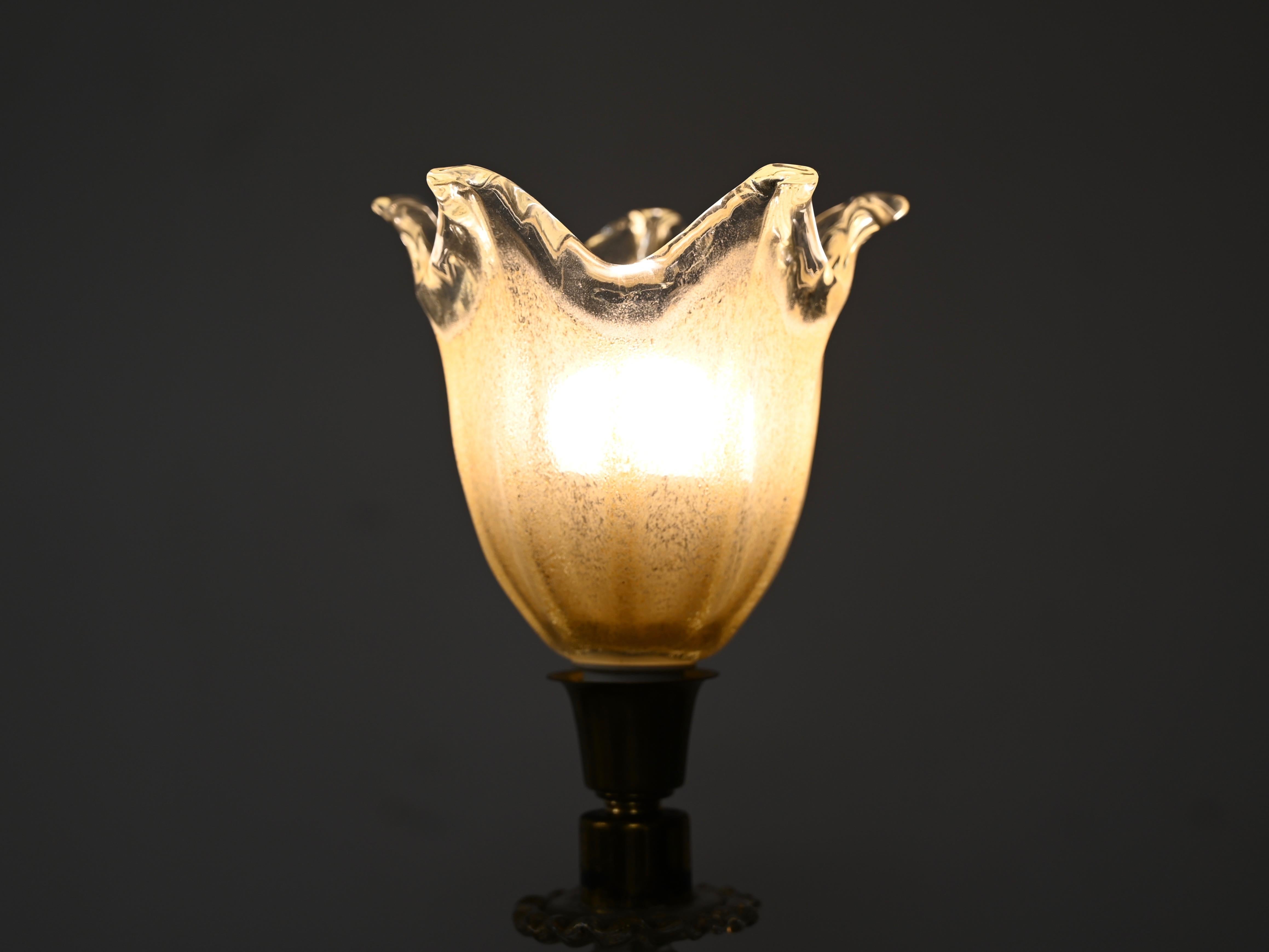 Archimede Seguso Lampe de table Swan en verre doré 24k Murano, Italie années 1950 en vente 4