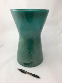 Archimede Seguso Teal Pulegoso Hour Glass Vase